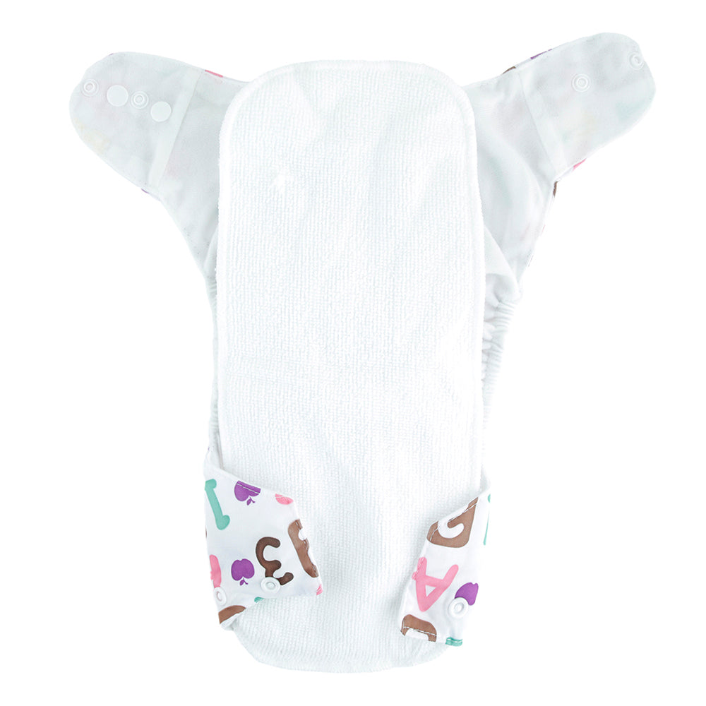 Alphabets & Numbers Pink Adjustable & Washable Diaper - Baby Moo