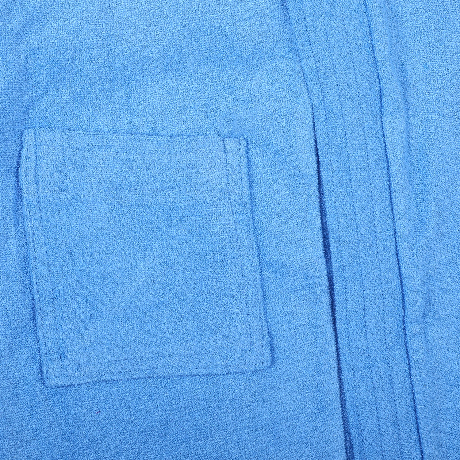 Solid Toddler Half Sleeves Pocket with Waist Belt Bathrobe - Blue - Baby Moo