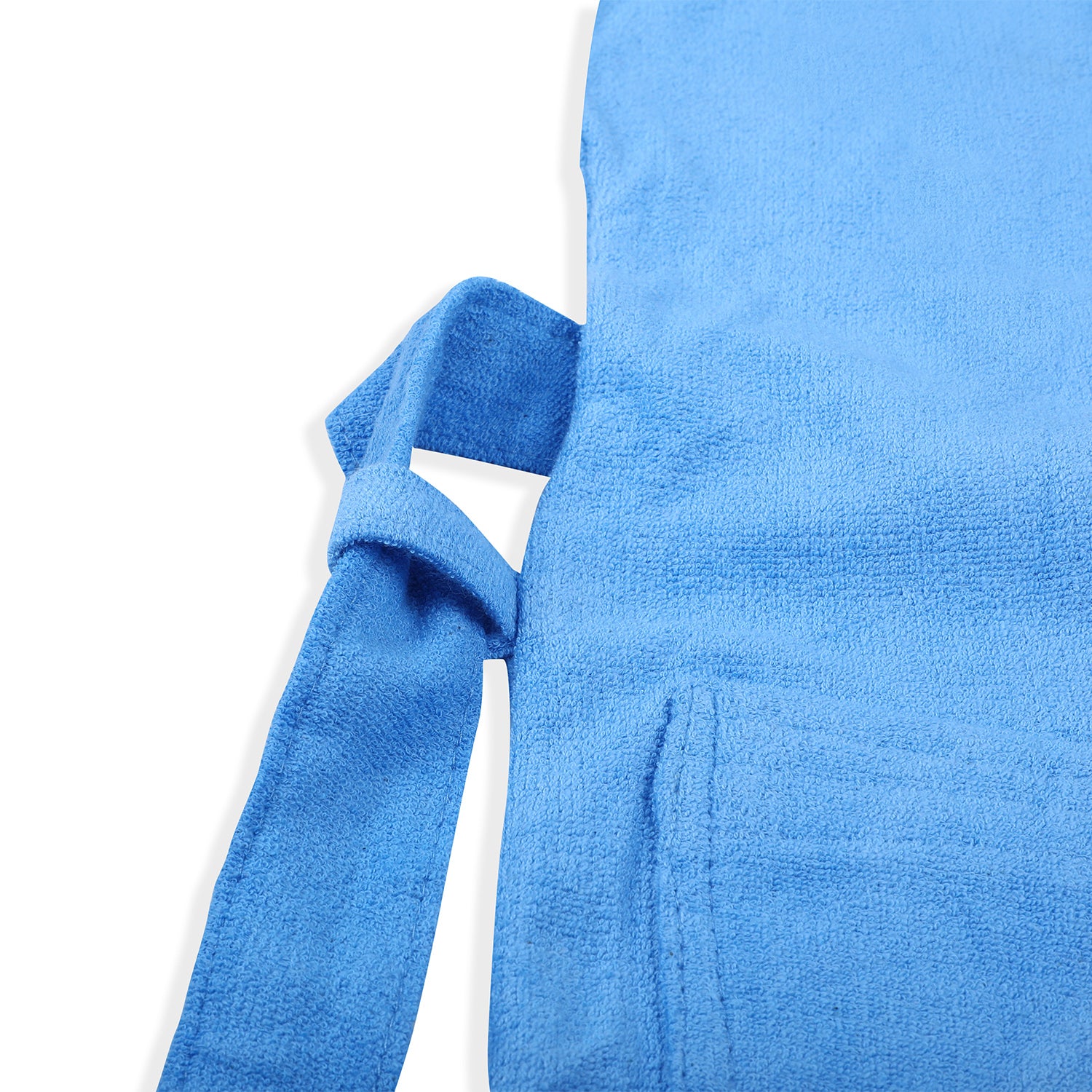 Solid Toddler Half Sleeves Pocket with Waist Belt Bathrobe - Blue