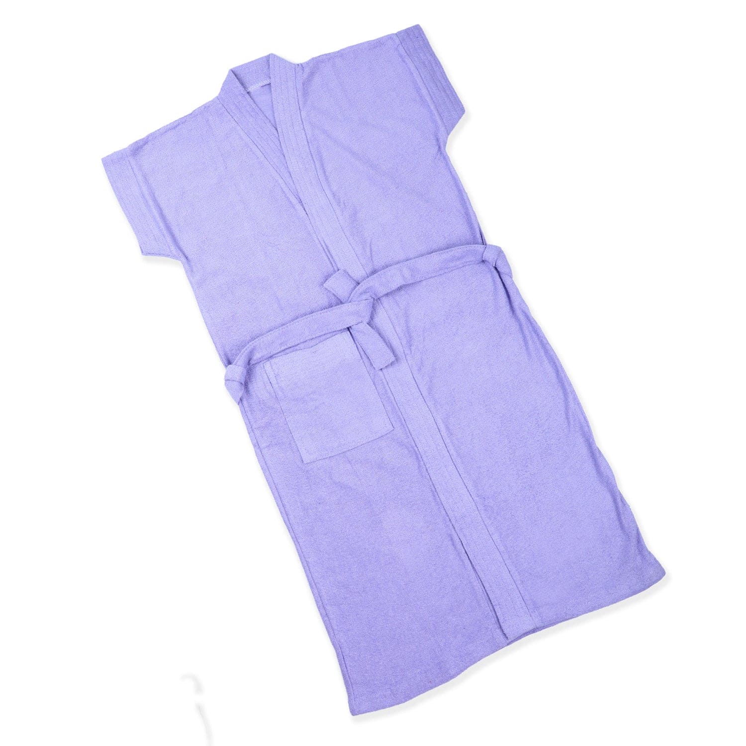 Solid Kids Half Sleeves Pocket with Waist Belt Bathrobe - Purple - Baby Moo