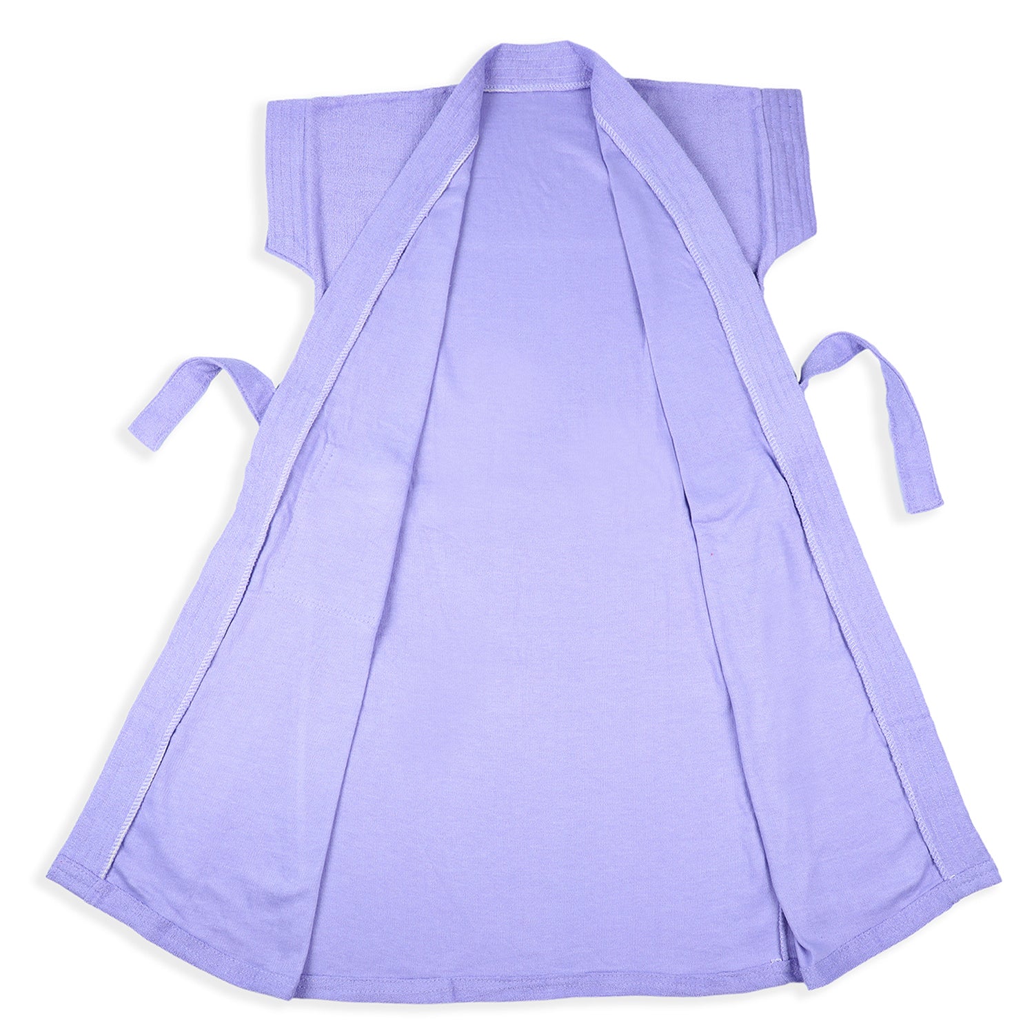 Solid Kids Half Sleeves Pocket with Waist Belt Bathrobe - Purple - Baby Moo