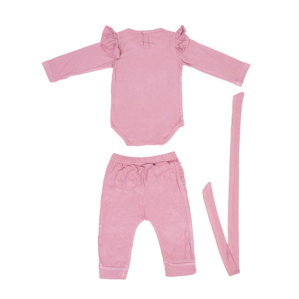 Ruffle Full Sleeve Pink 2 Piece Romper Set - Baby Moo