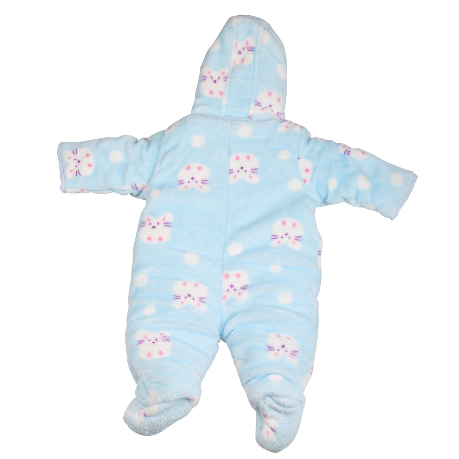 BFF Bear Blue Winter Quilted Hooded Romper - Baby Moo