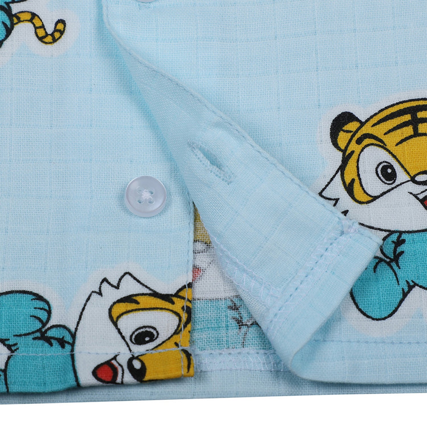 Baby Moo Cuddly Tiger Cub Shirt And Pyjama Night Suit - Blue - Baby Moo