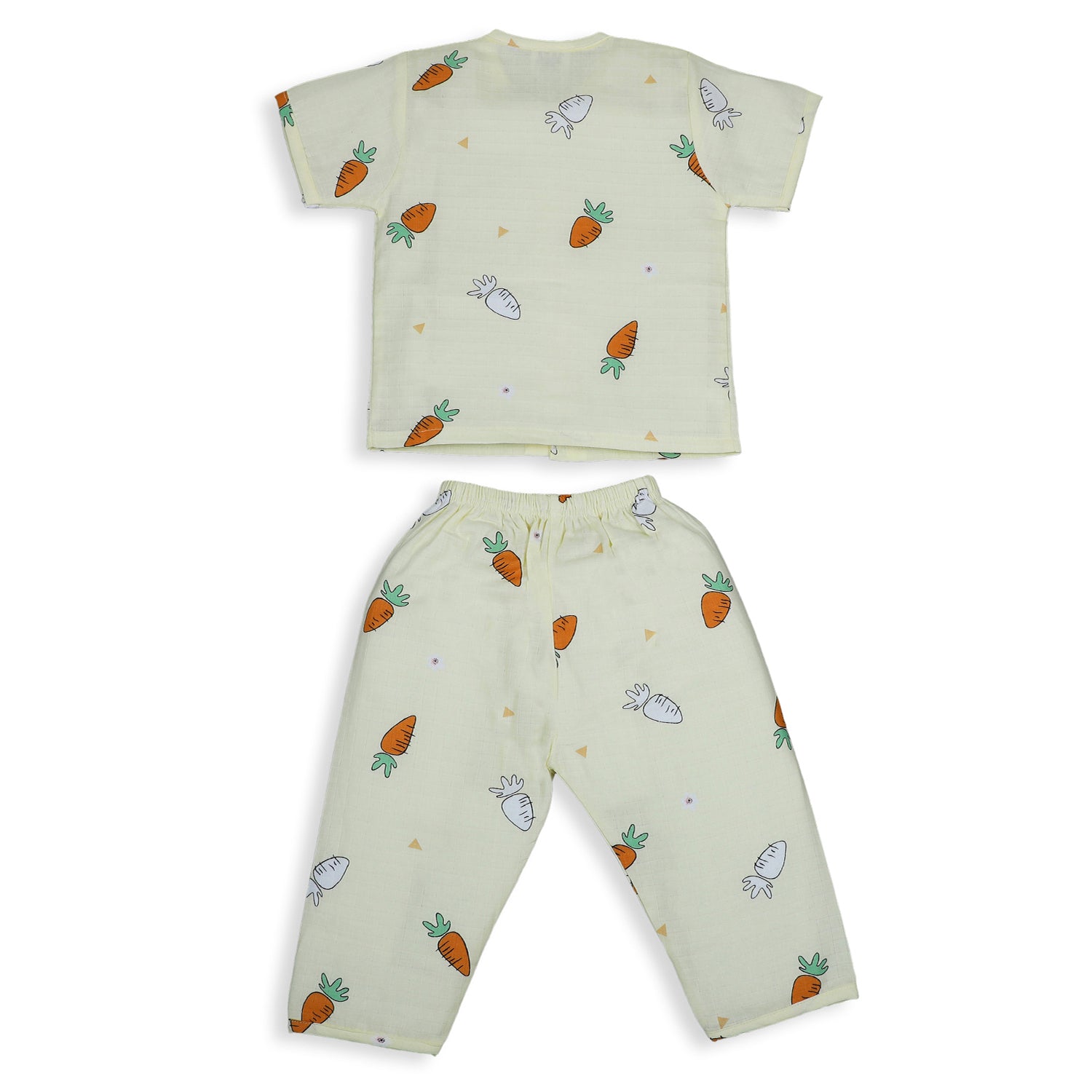 Baby Moo Rabbits Eat Carrots Shirt And Pyjama Night Suit - Yellow - Baby Moo
