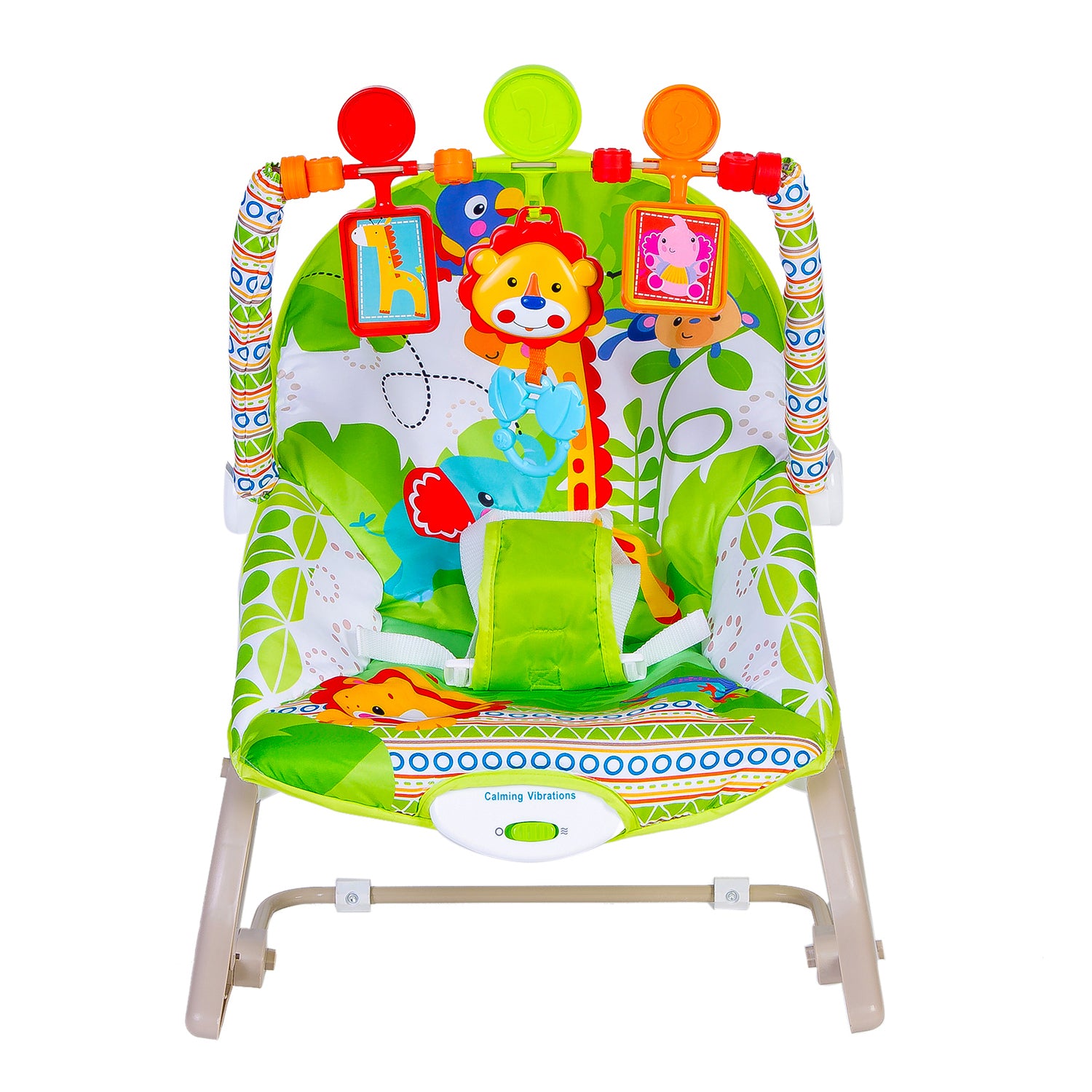 Newborn To Toddler Portable Rocker With Hanging Toys Jungle Green - Baby Moo