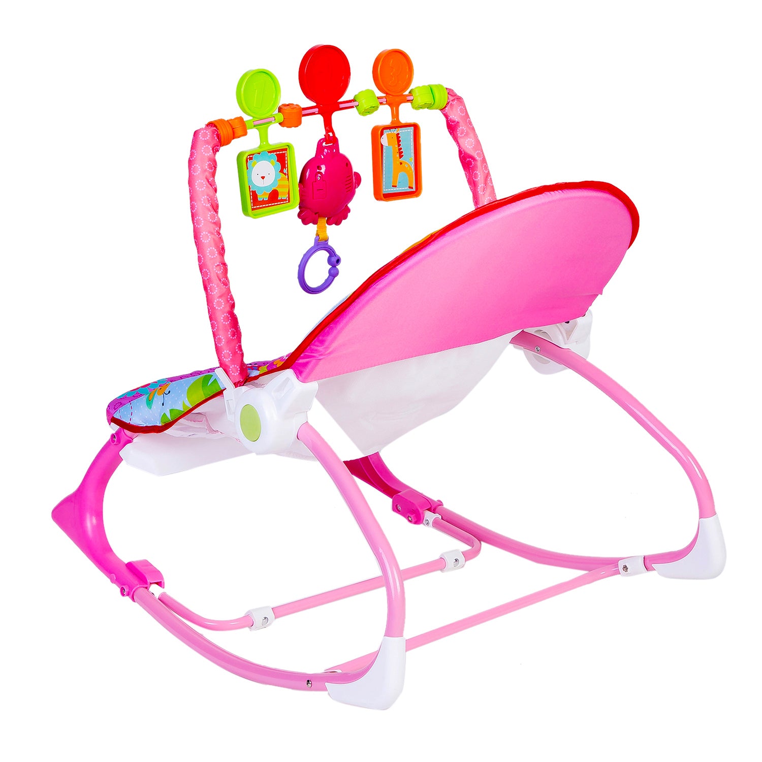 Infant To Toddler Happy Baby Bouncer With Hanging Toys Pink - Baby Moo