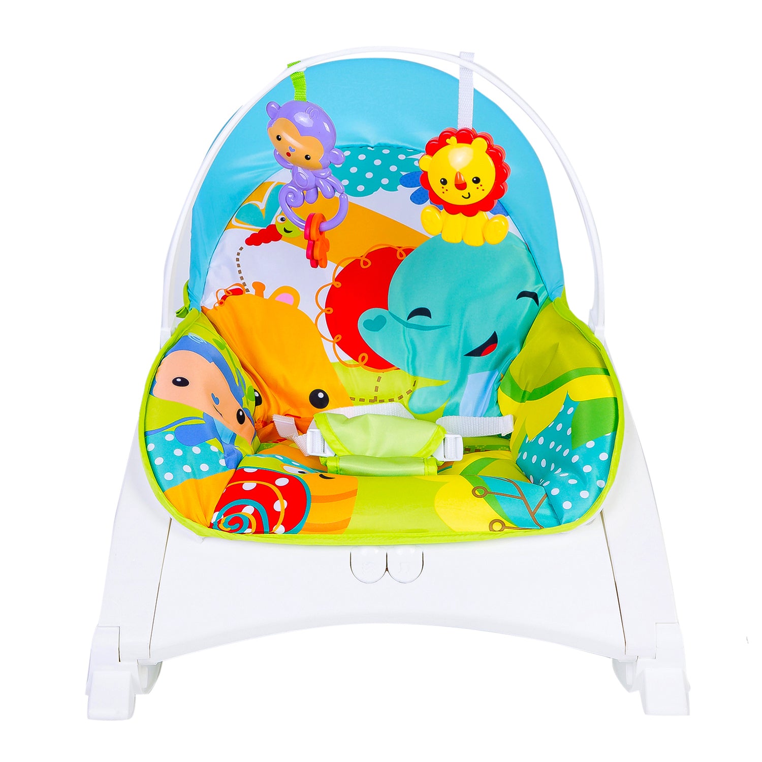 Newborn To Toddler Happy Baby Bouncer With Hanging Toys Green - Baby Moo