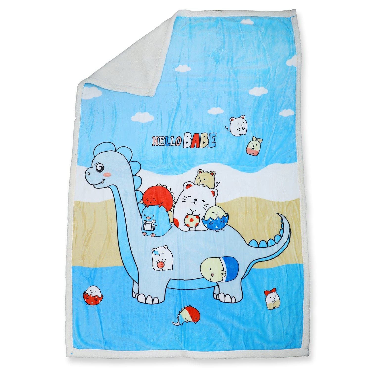 Baby Moo Dino Ride Super Soft Swaddling All Season Blanket - Blue - Baby Moo