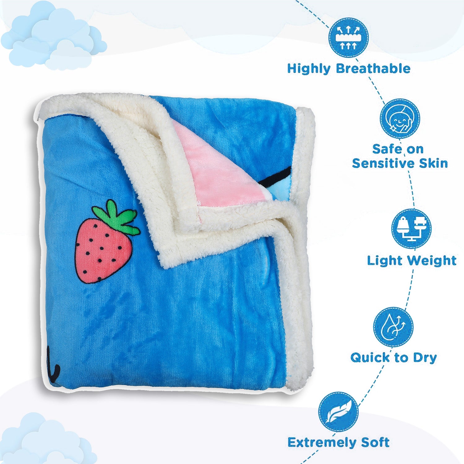 Baby Moo Elephant Shower Super Soft Swaddling All Season Blanket - Blue - Baby Moo