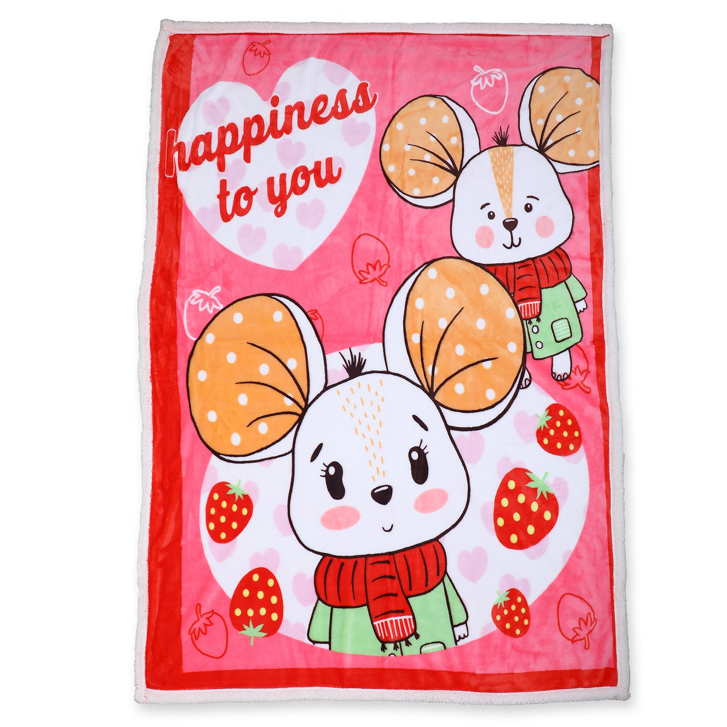 Baby Moo Strawberry Rabbit Super Soft Swaddling All Season Blanket - Red - Baby Moo