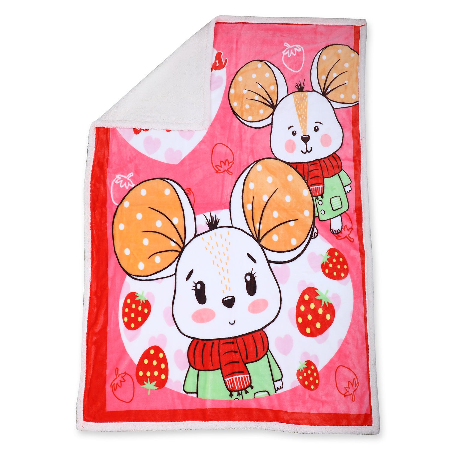 Baby Moo Strawberry Rabbit Super Soft Swaddling All Season Blanket - Red - Baby Moo