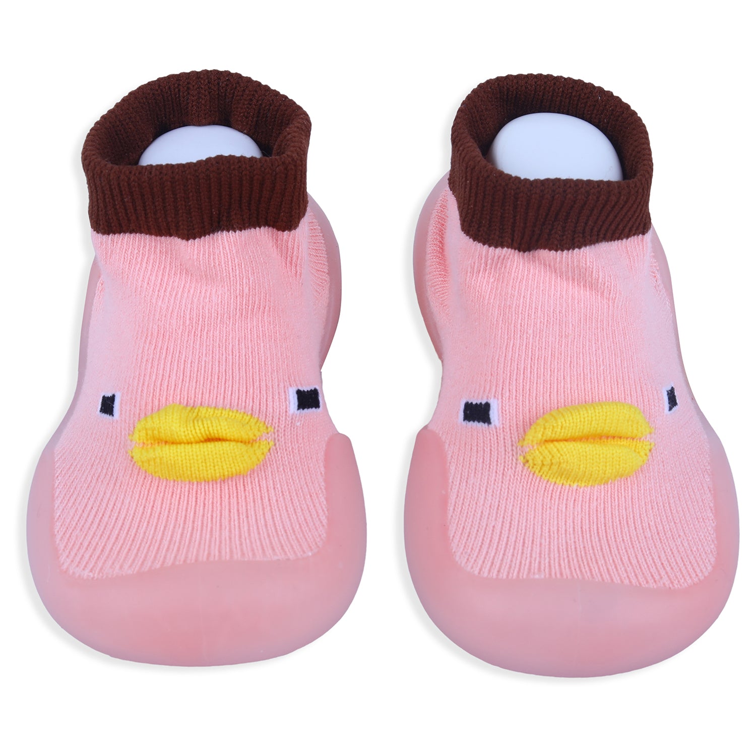 Baby Moo Cute Duck Face Rubber Comfortable Sole Slip-On Sock Shoes - Pink - Baby Moo