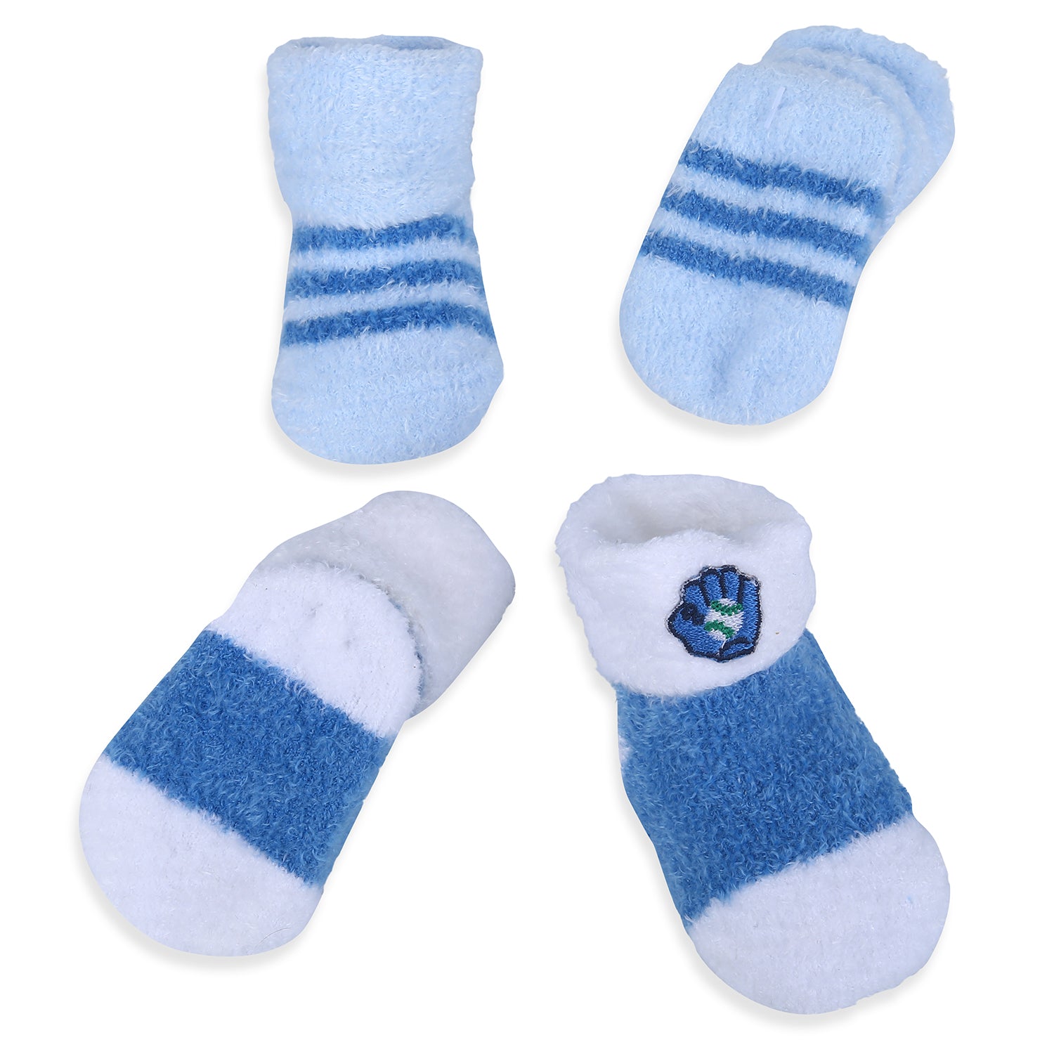 Baby Moo Baseball And Stripes Newborn Breathable Infant Cotton Socks - Blue - Baby Moo