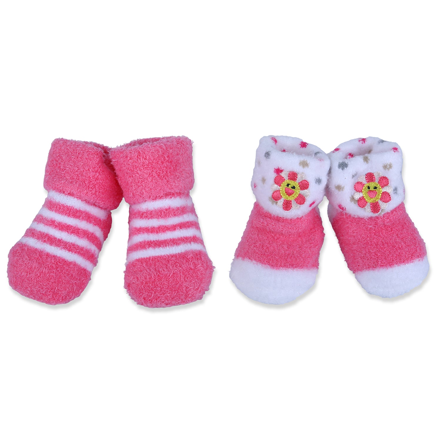 Baby Moo Floral Stripes Newborn Breathable Infant Cotton Socks - Pink - Baby Moo