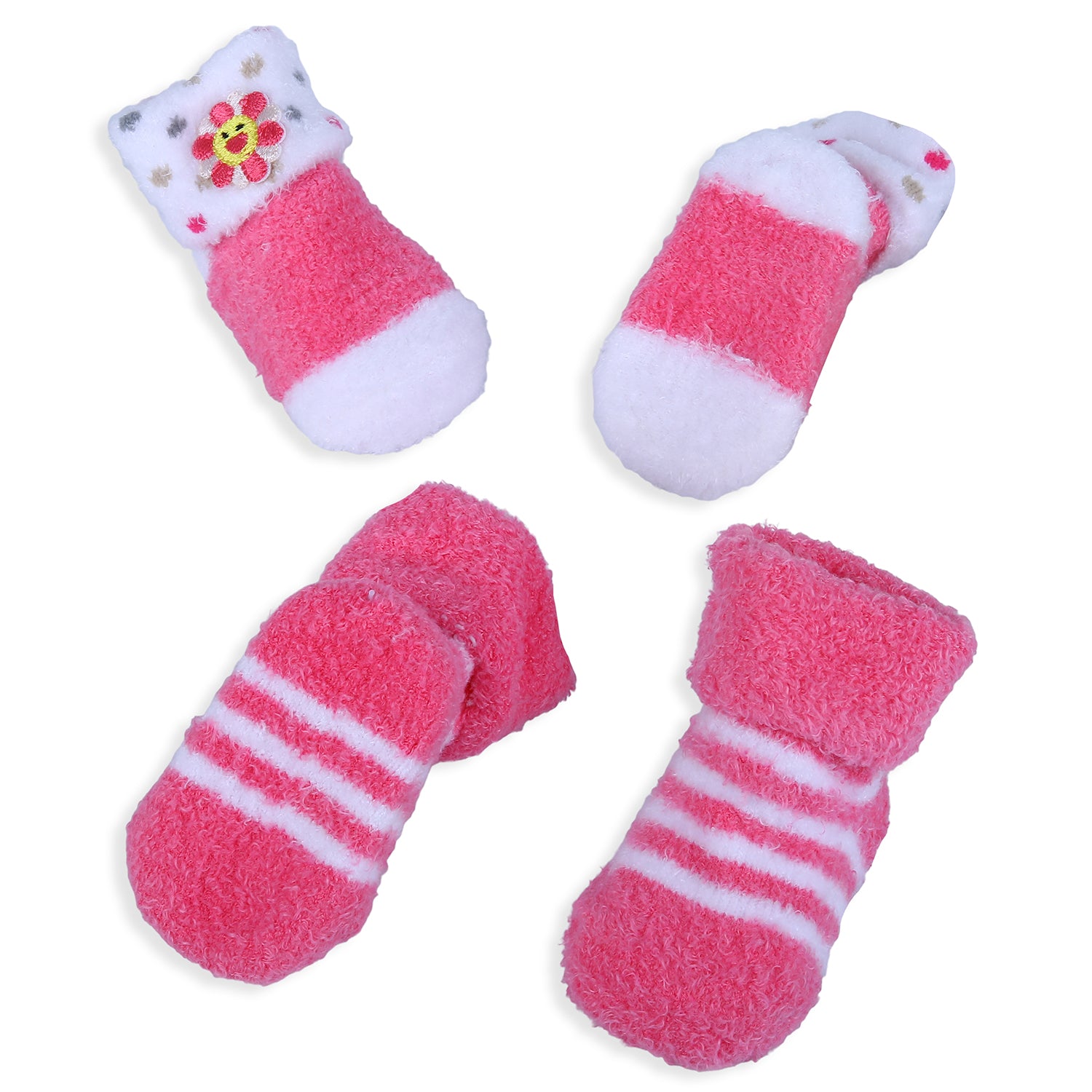 Baby Moo Floral Stripes Newborn Breathable Infant Cotton Socks - Pink - Baby Moo