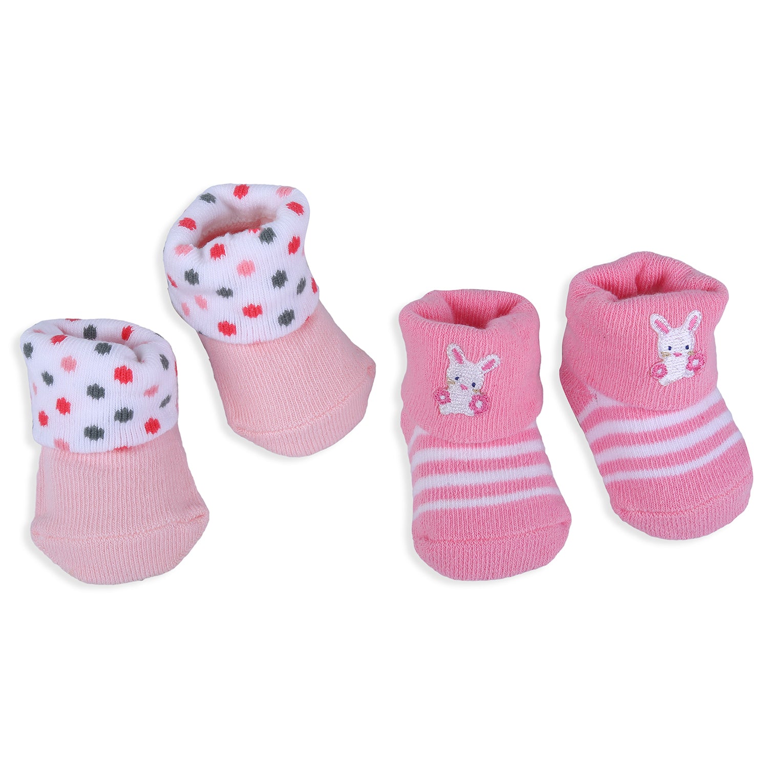 Baby Moo Bunny Polka Dotted Newborn Breathable Infant Cotton Socks - Pink - Baby Moo