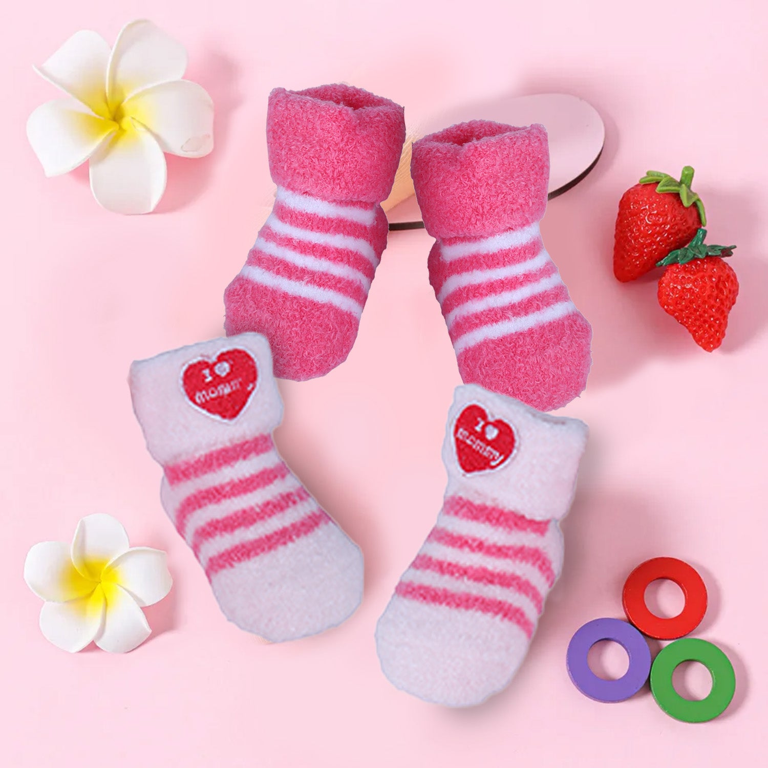 Baby Moo I Love Mummy Newborn Breathable Infant Cotton Socks - Pink - Baby Moo