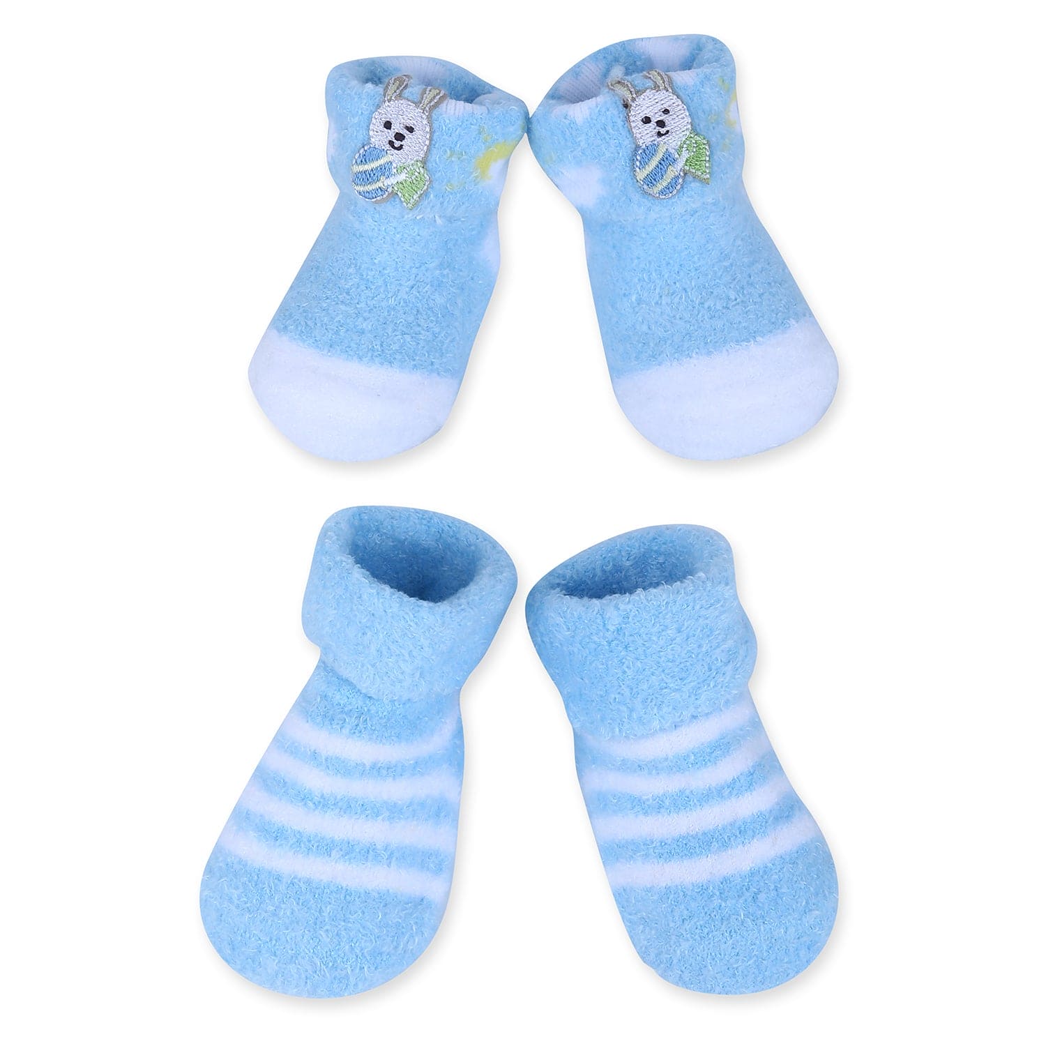 Baby Moo Bunny Stripes Newborn Breathable Infant Cotton Socks - Blue - Baby Moo