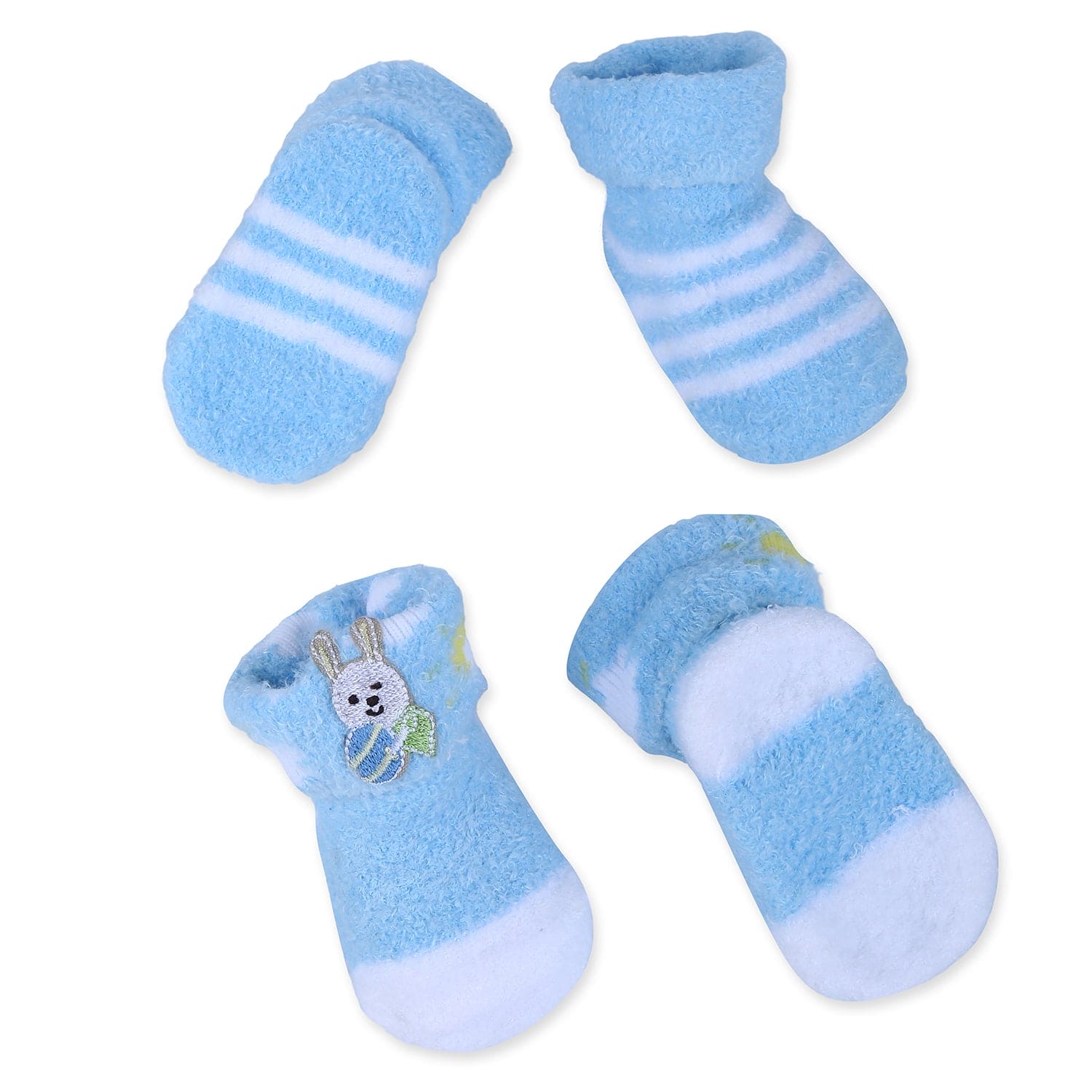 Baby Moo Bunny Stripes Newborn Breathable Infant Cotton Socks - Blue - Baby Moo