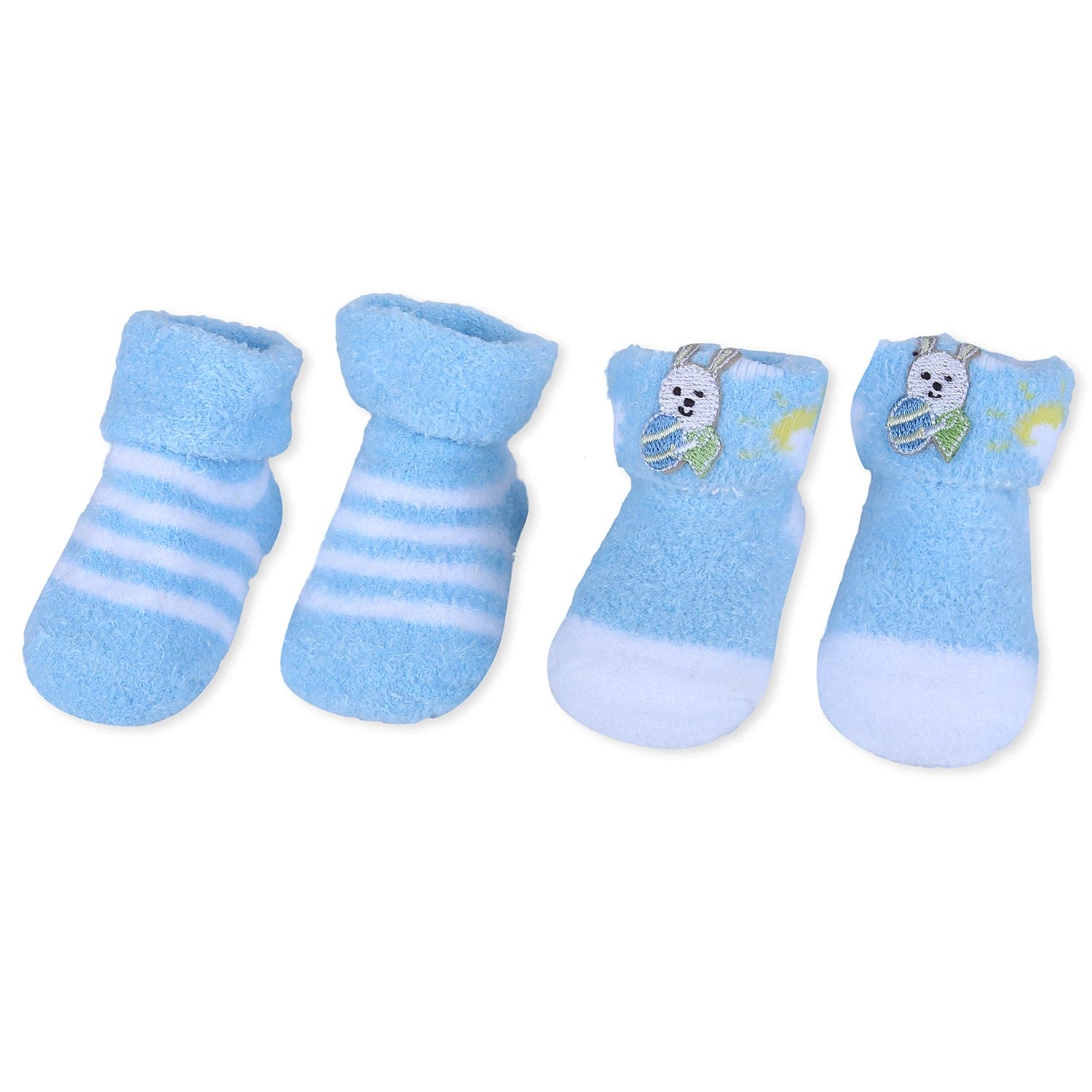 Baby Moo Bunny Stripes Newborn Breathable Infant Cotton Socks - Blue - Baby Moo