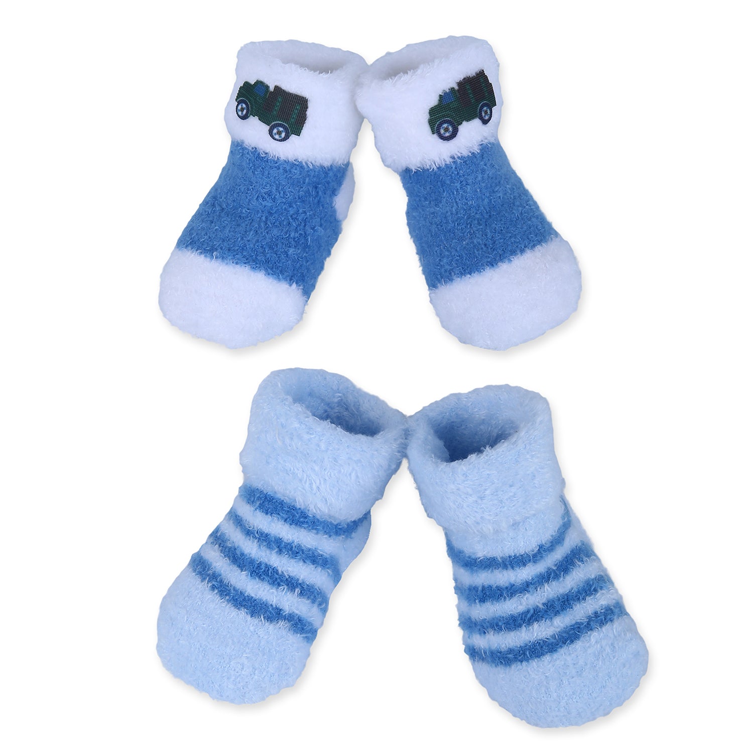Baby Moo Truck And Stripes Newborn Breathable Infant Cotton Socks - Blue - Baby Moo