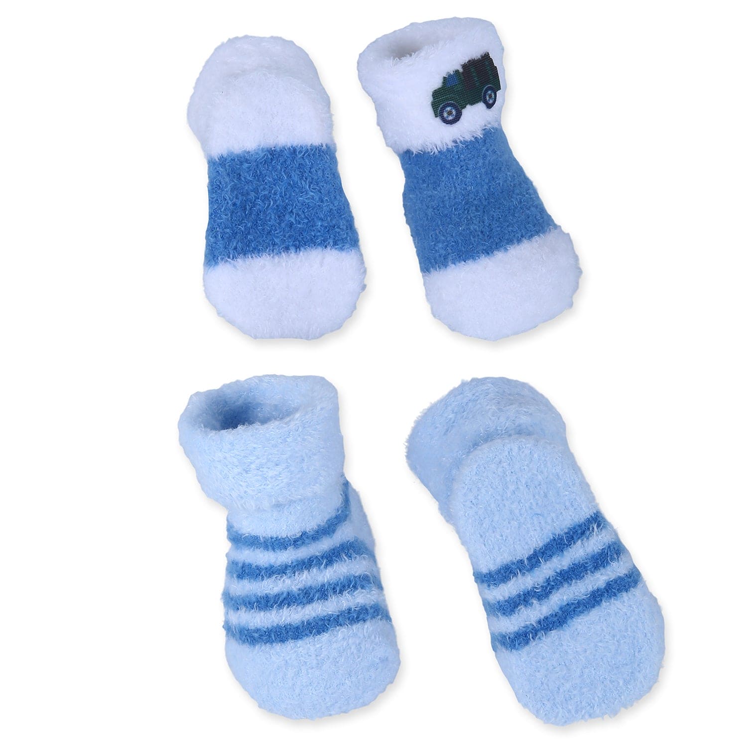 Baby Moo Truck And Stripes Newborn Breathable Infant Cotton Socks - Blue - Baby Moo