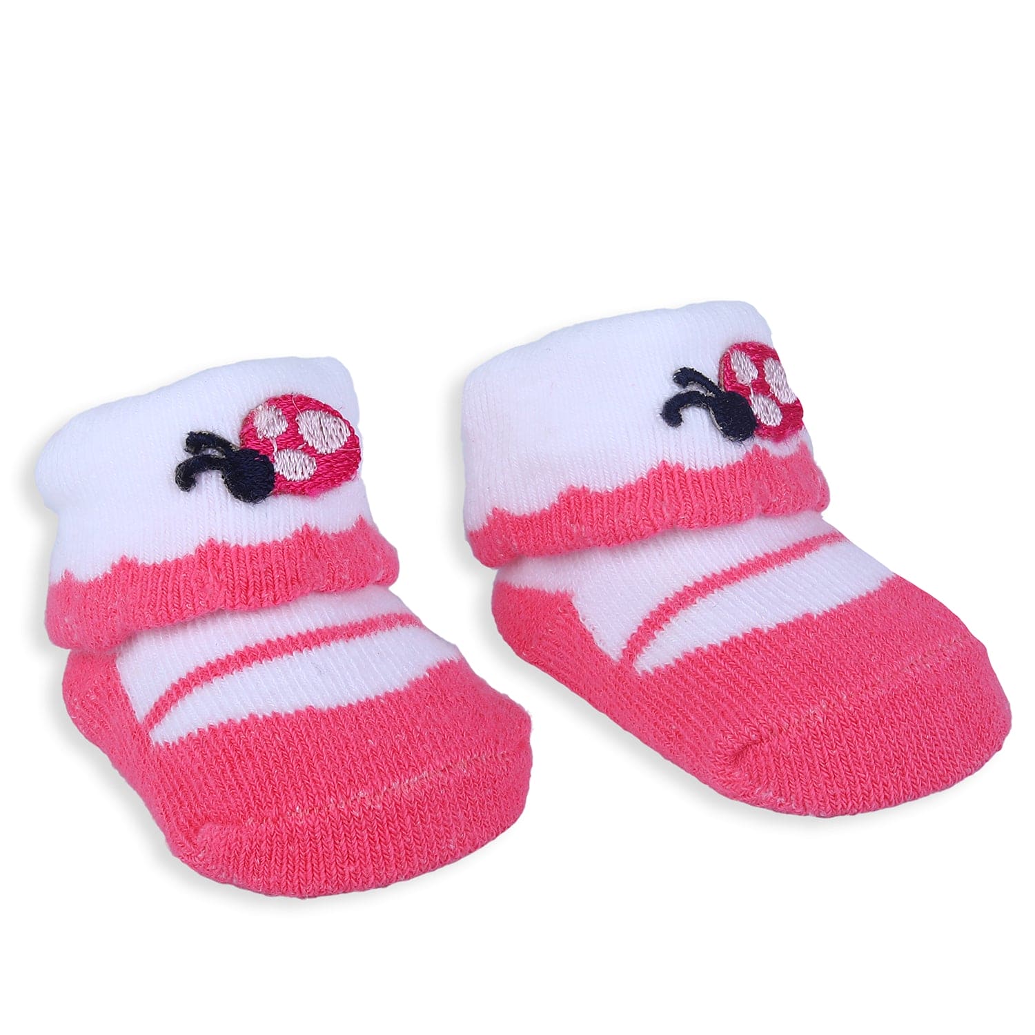 Baby Moo Ladybug Polka Dotted Newborn Breathable Infant Cotton Socks - Pink - Baby Moo