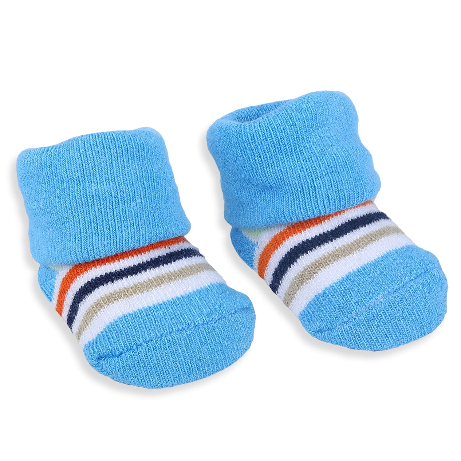 Baby Moo Lorry And Stripes Newborn Breathable Infant Cotton Socks - Blue - Baby Moo