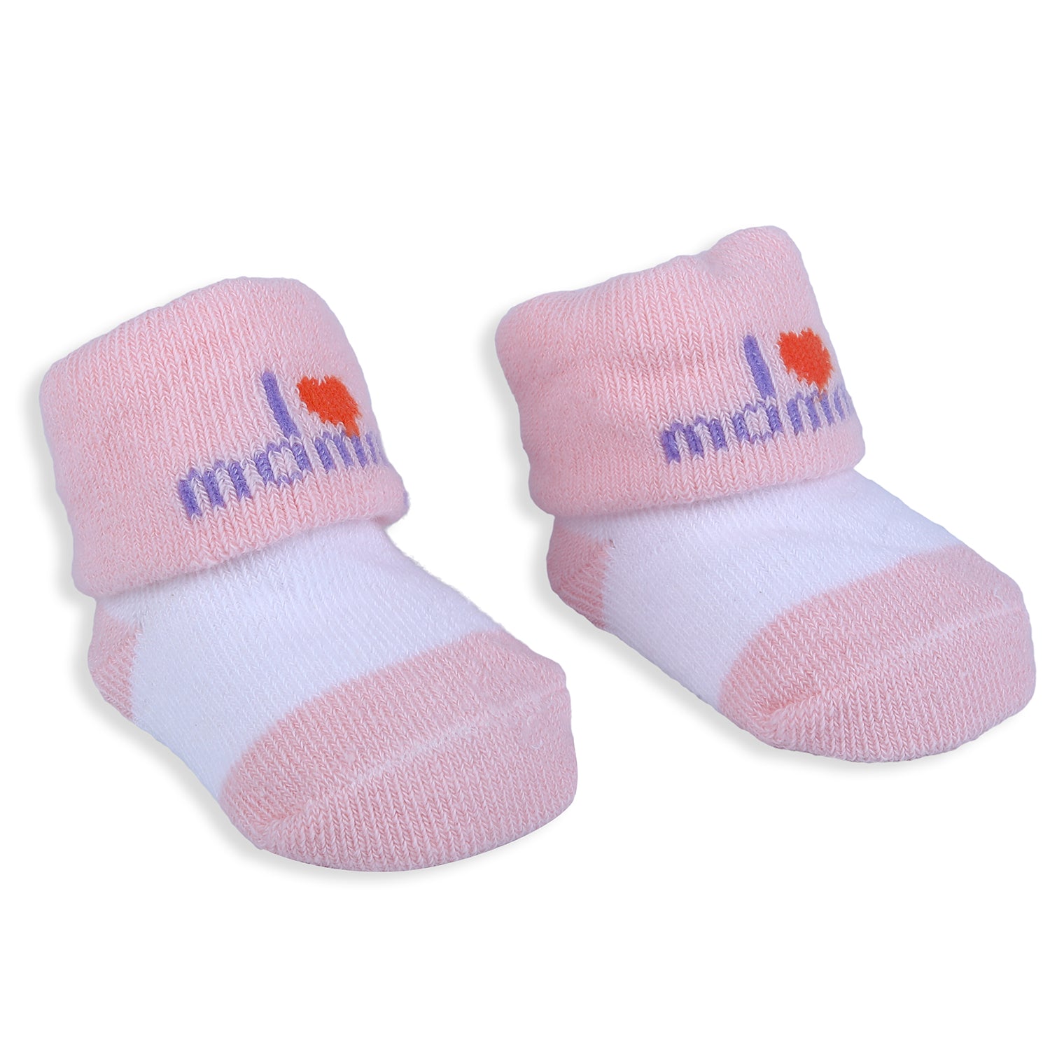 Baby Moo I Love Mommy Floral Newborn Breathable Infant Cotton Socks - Pink - Baby Moo