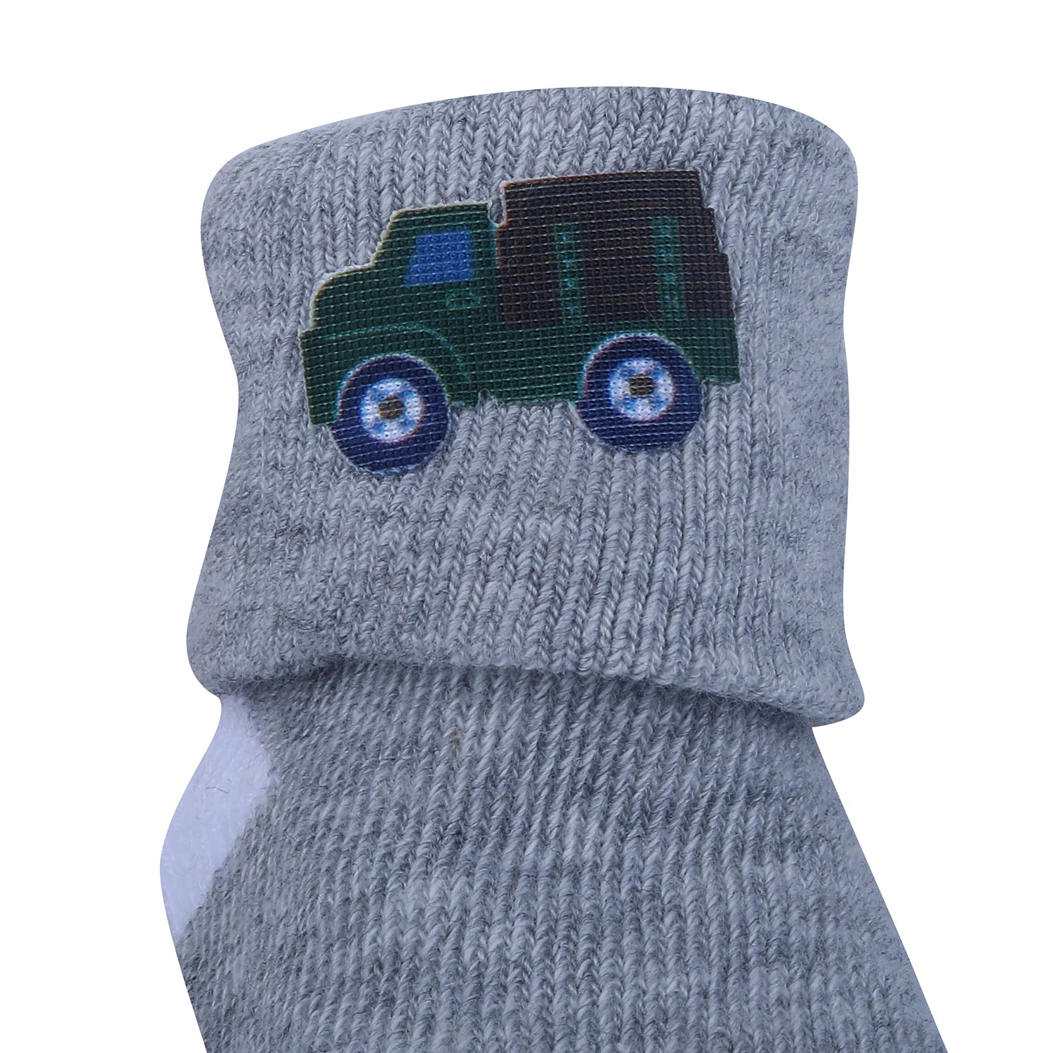 Baby Moo Truck And Stripes Newborn Breathable Infant Cotton Socks - Grey - Baby Moo
