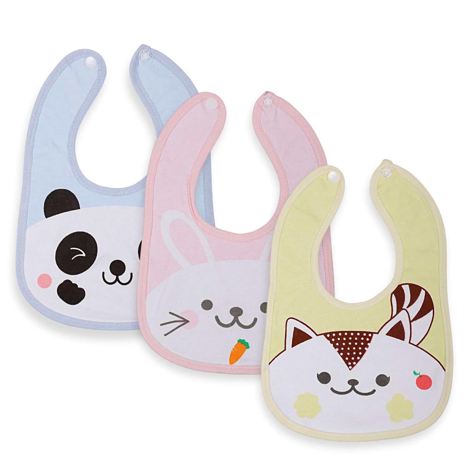 Feeding Bibs Pack Of 3 Panda Rabbit And Cat Multicolour - Baby Moo