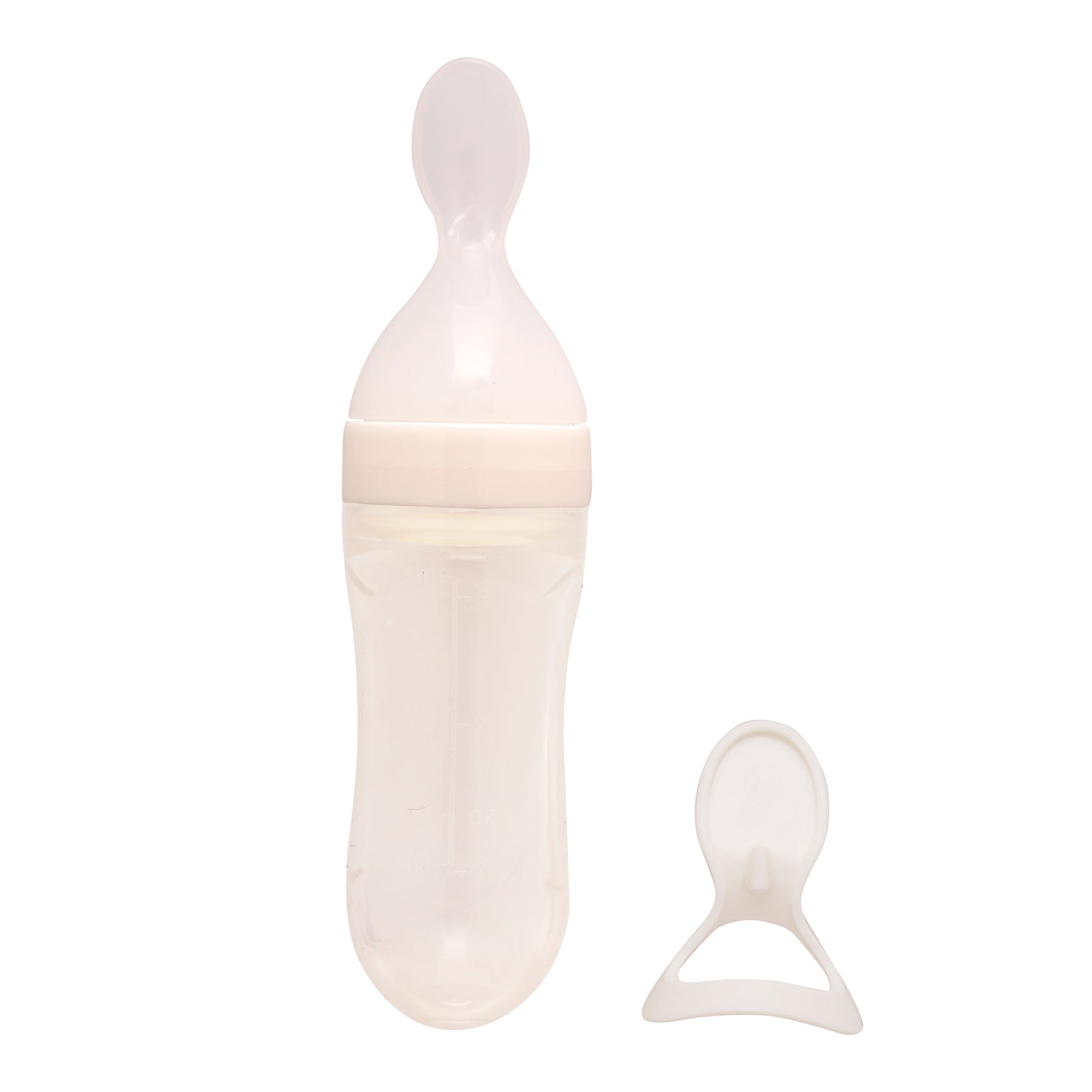 White 90 Ml Squeeze Bottle Feeder With Dispensing Spoon - Baby Moo