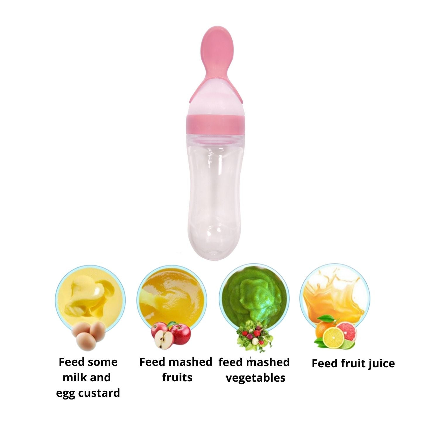 Pink 90 Ml Squeeze Bottle Feeder With Dispensing Spoon - Baby Moo