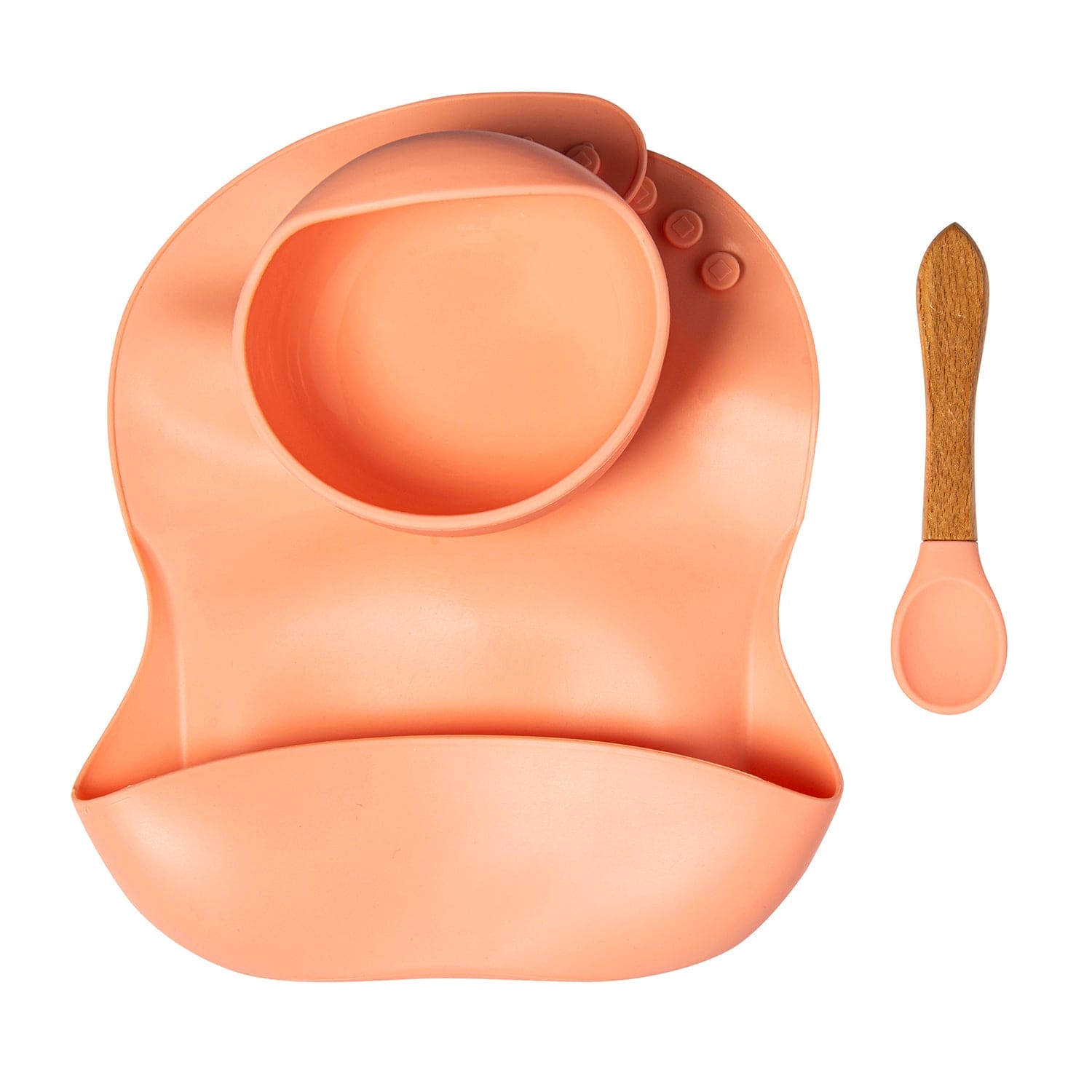 Peach Waterproof Silicon Bib And Bowl Set - Baby Moo