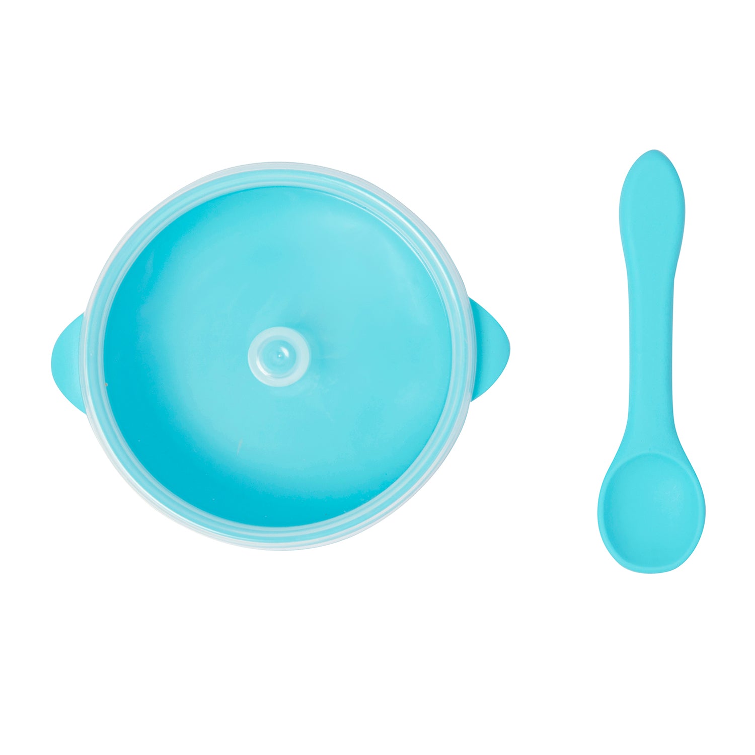 Blue  Silicon Bowl With Lid And Spoon Set - Baby Moo