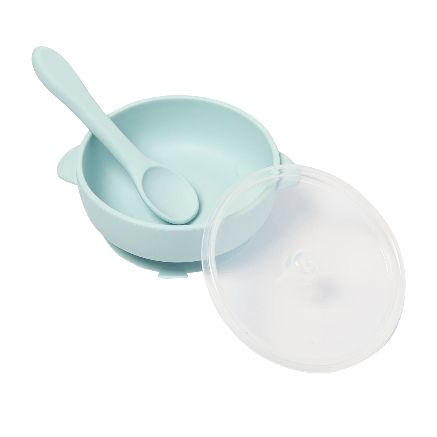 Mint Green Silicon Bowl With Lid And Spoon Set - Baby Moo