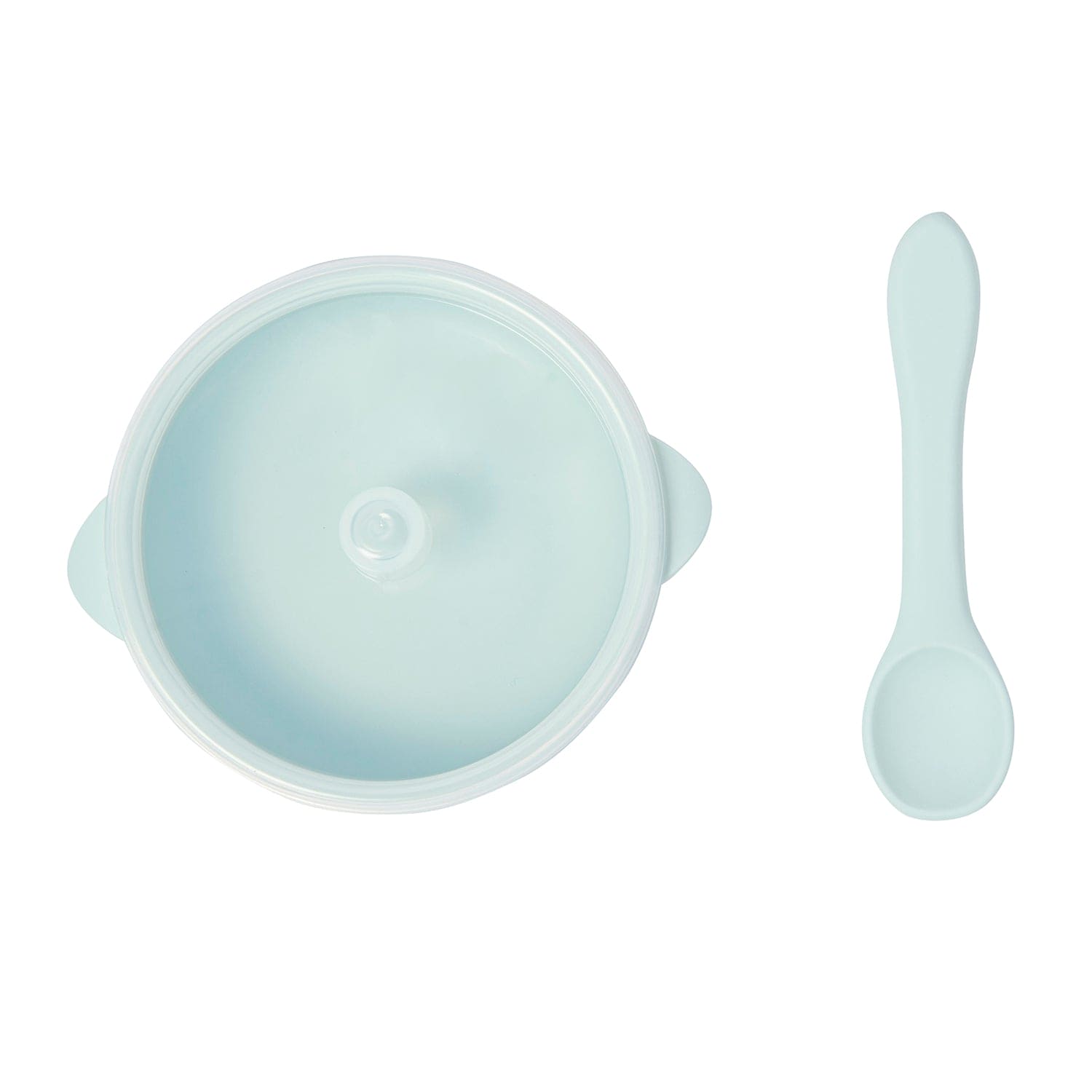 Mint Green Silicon Bowl With Lid And Spoon Set - Baby Moo