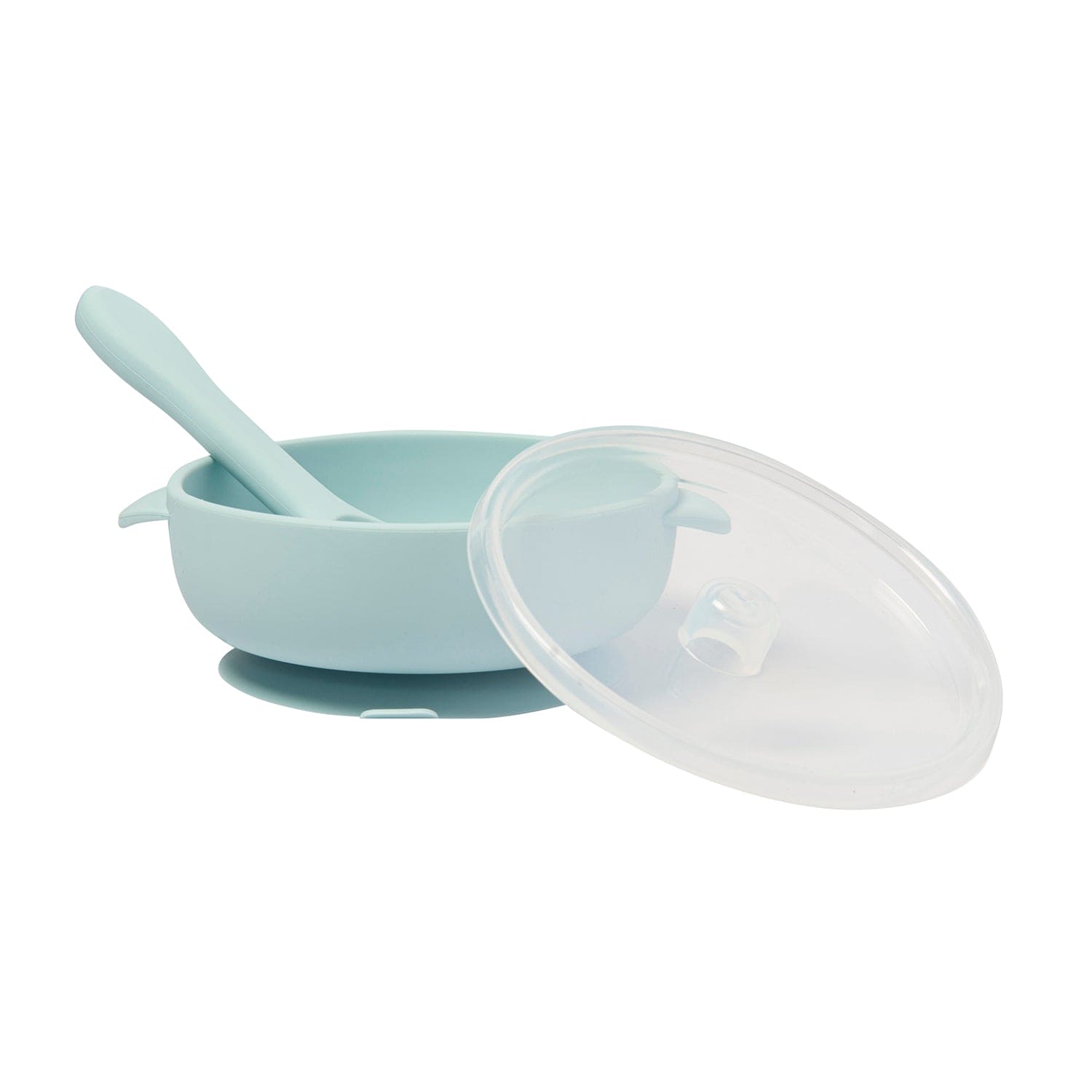 Mint Green Silicon Bowl With Lid And Spoon Set - Baby Moo