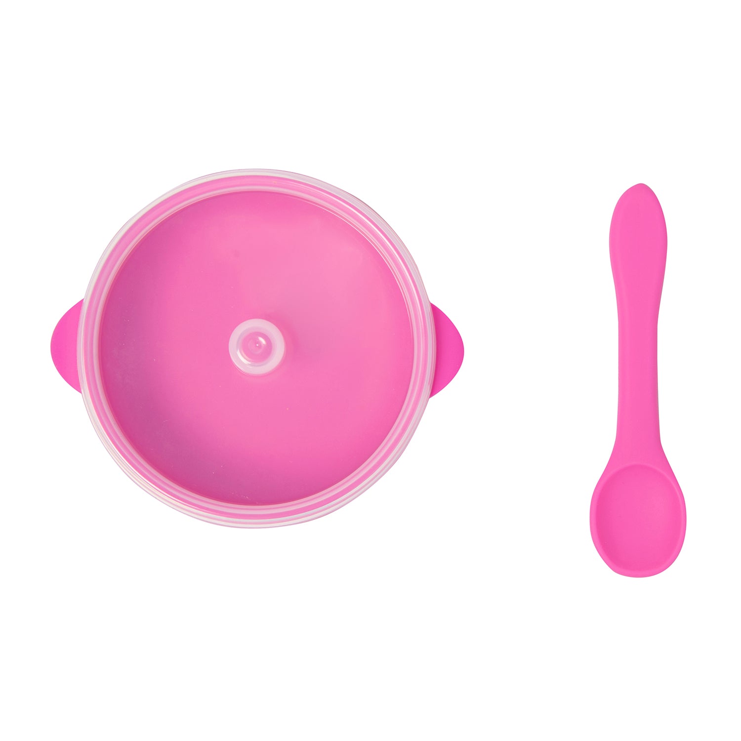 Magenta Silicon Bowl With Lid And Spoon Set - Baby Moo