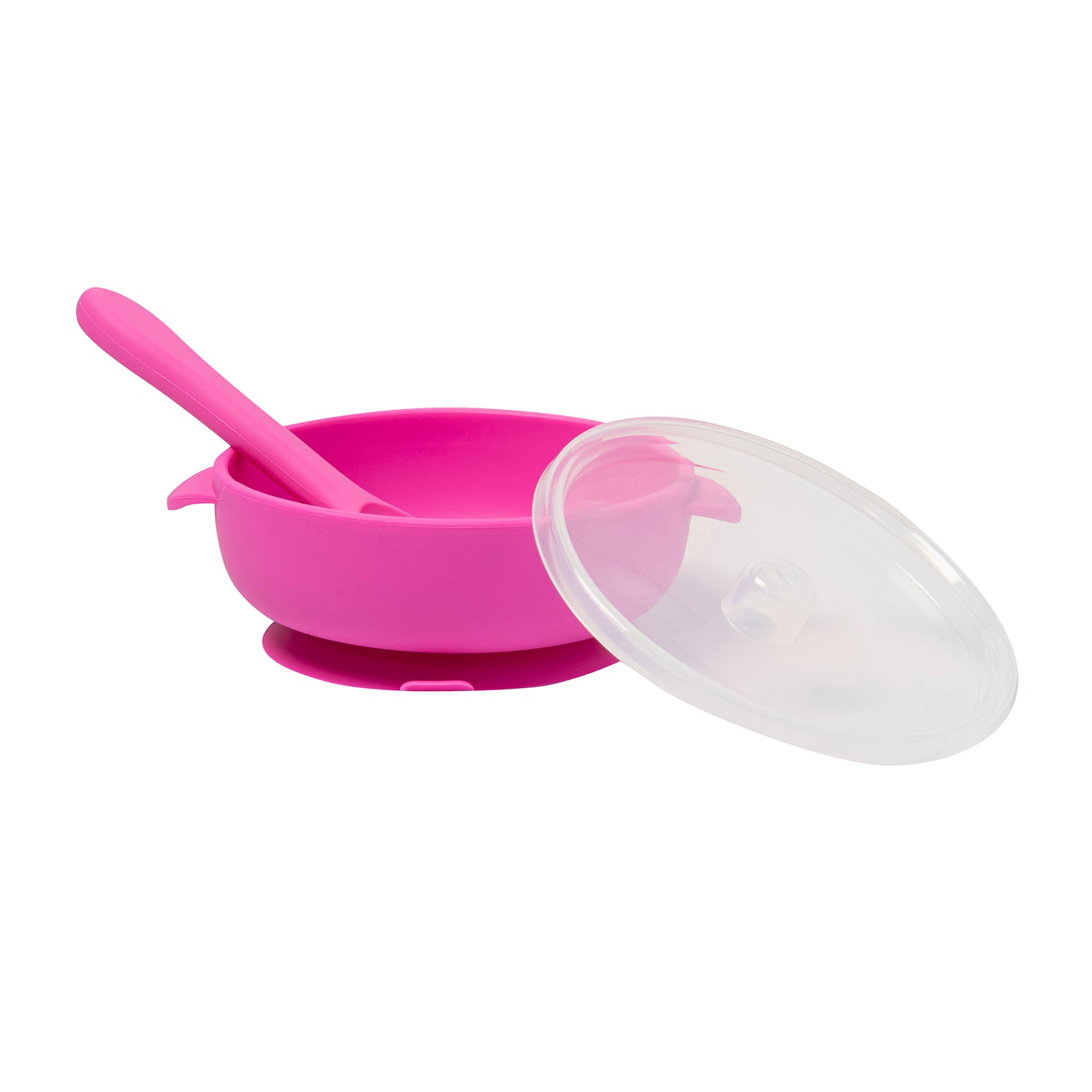 Magenta Silicon Bowl With Lid And Spoon Set