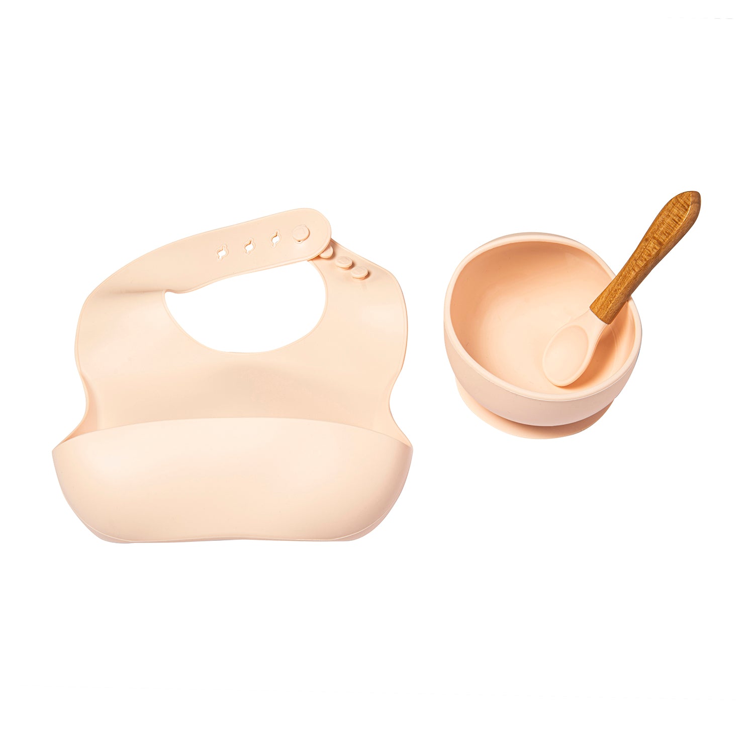 Light Peach Waterproof Silicon Bib And Bowl Set - Baby Moo