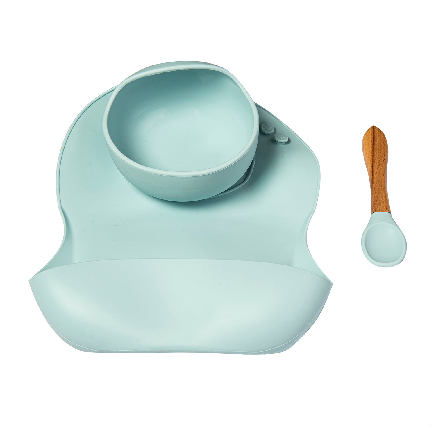 Mint Green Waterproof Silicon Bib And Bowl Set - Baby Moo
