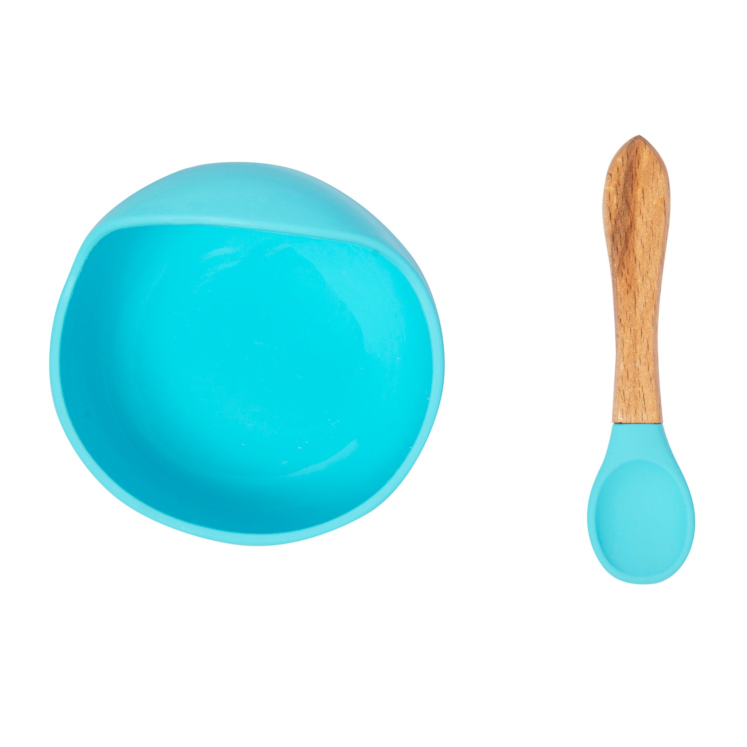 Blue Silicon Bowl And Spoon Set - Baby Moo