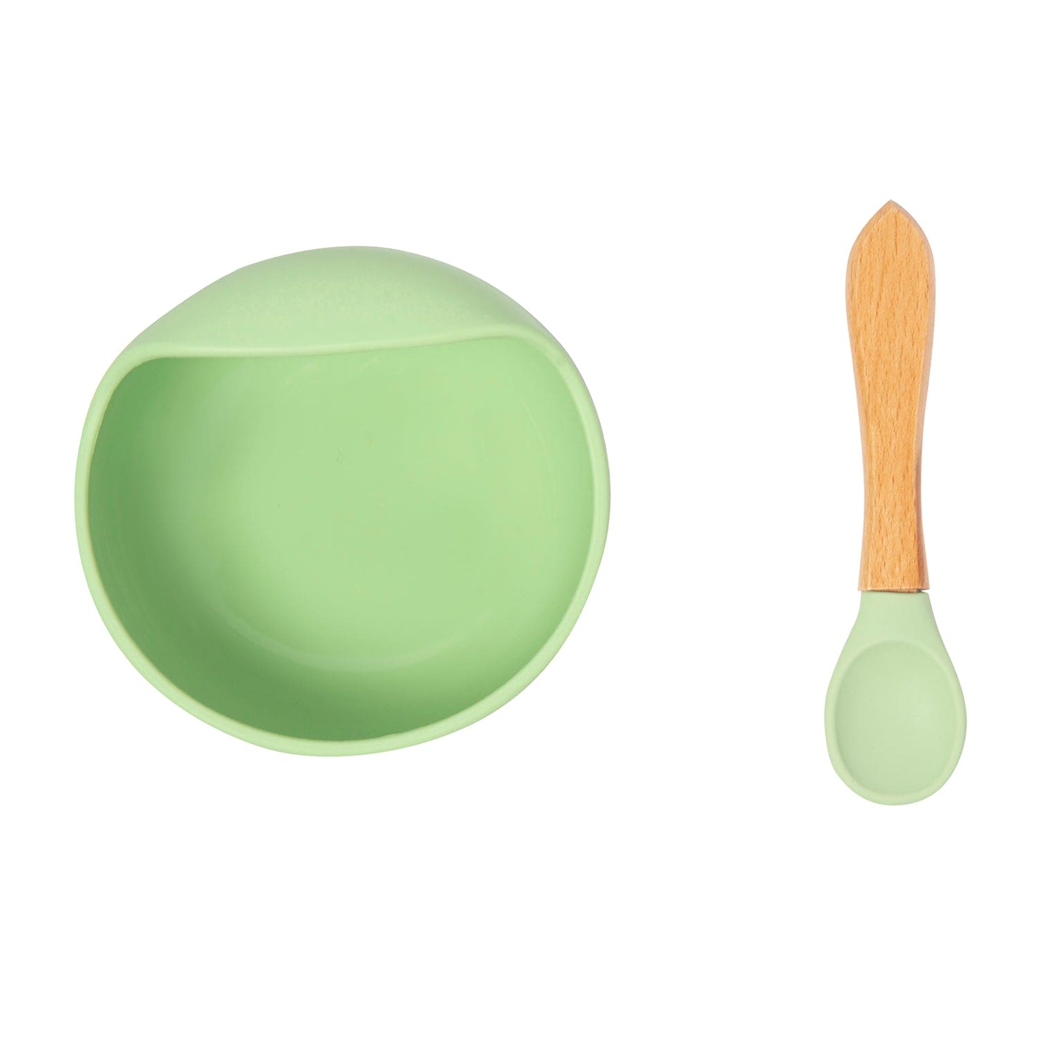 Green Silicon Bowl And Spoon Set - Baby Moo