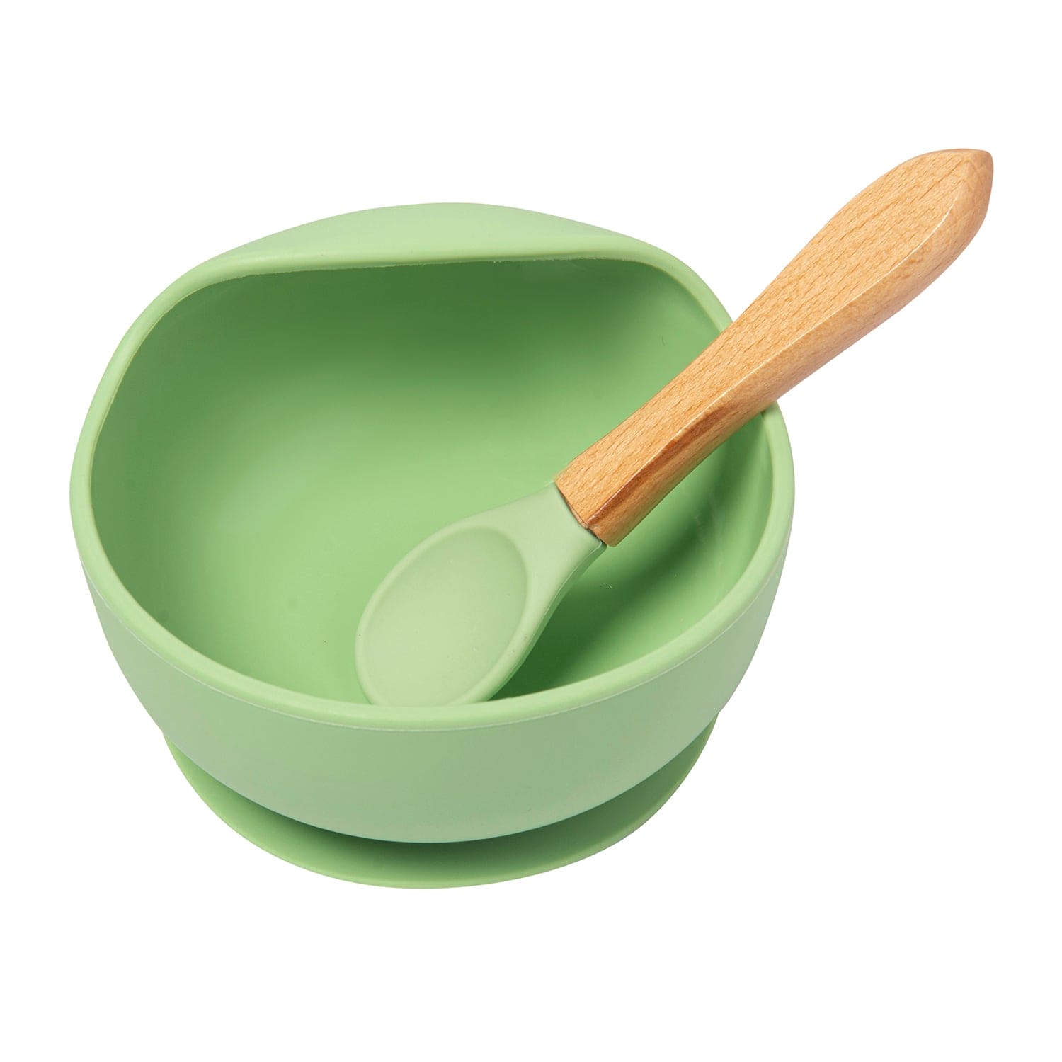 Green Silicon Bowl And Spoon Set - Baby Moo