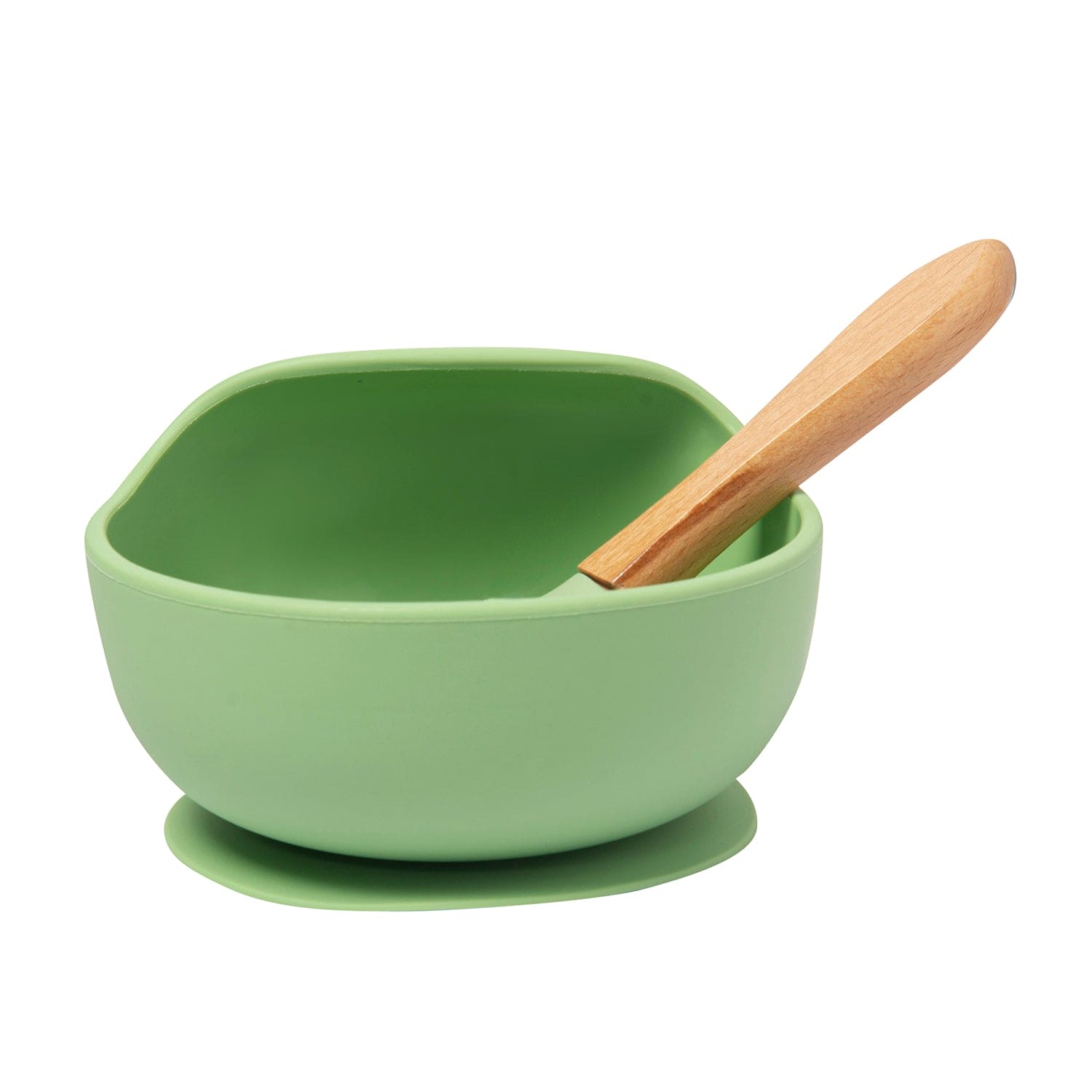 Green Silicon Bowl And Spoon Set - Baby Moo