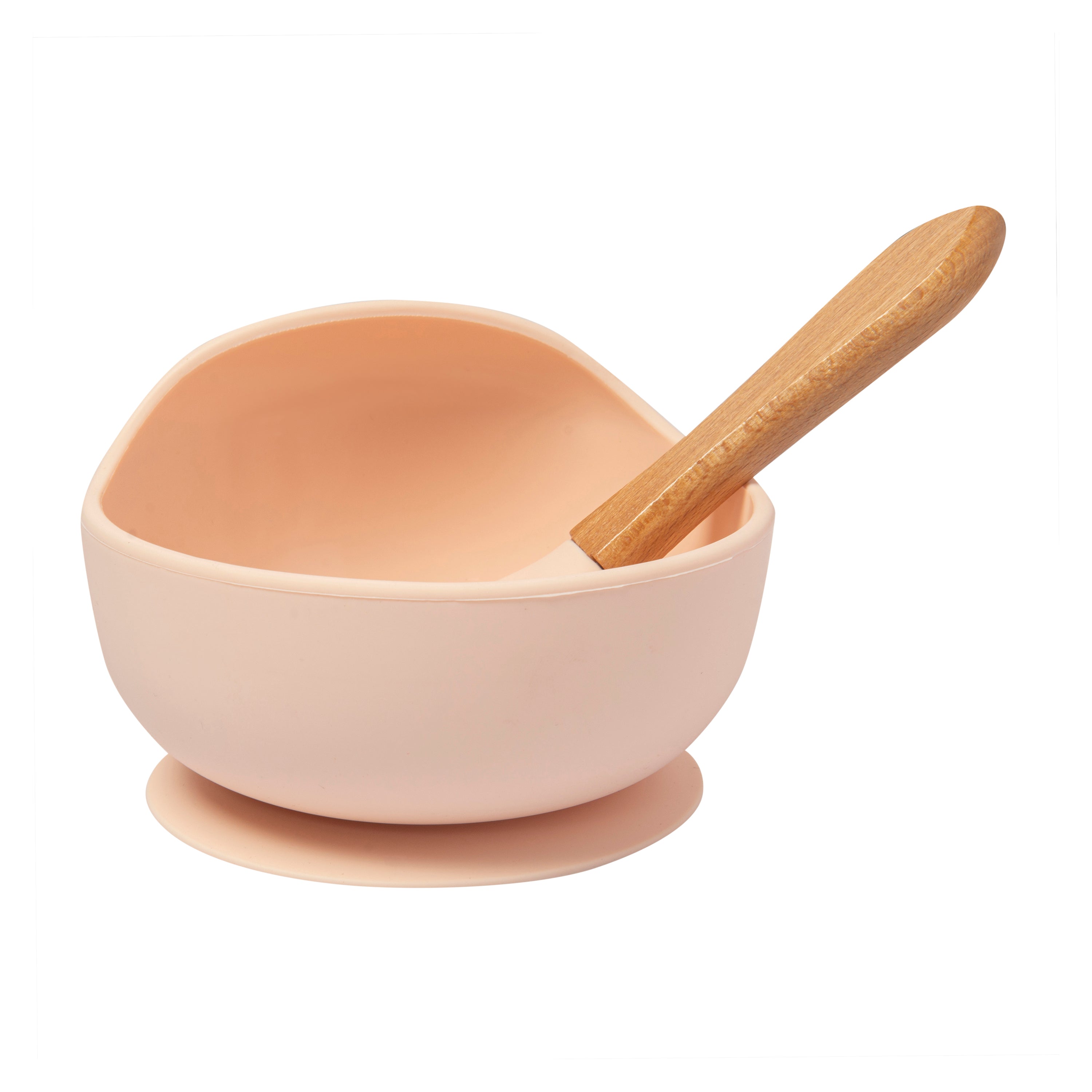 Light Peach Silicon Bowl And Spoon Set - Baby Moo