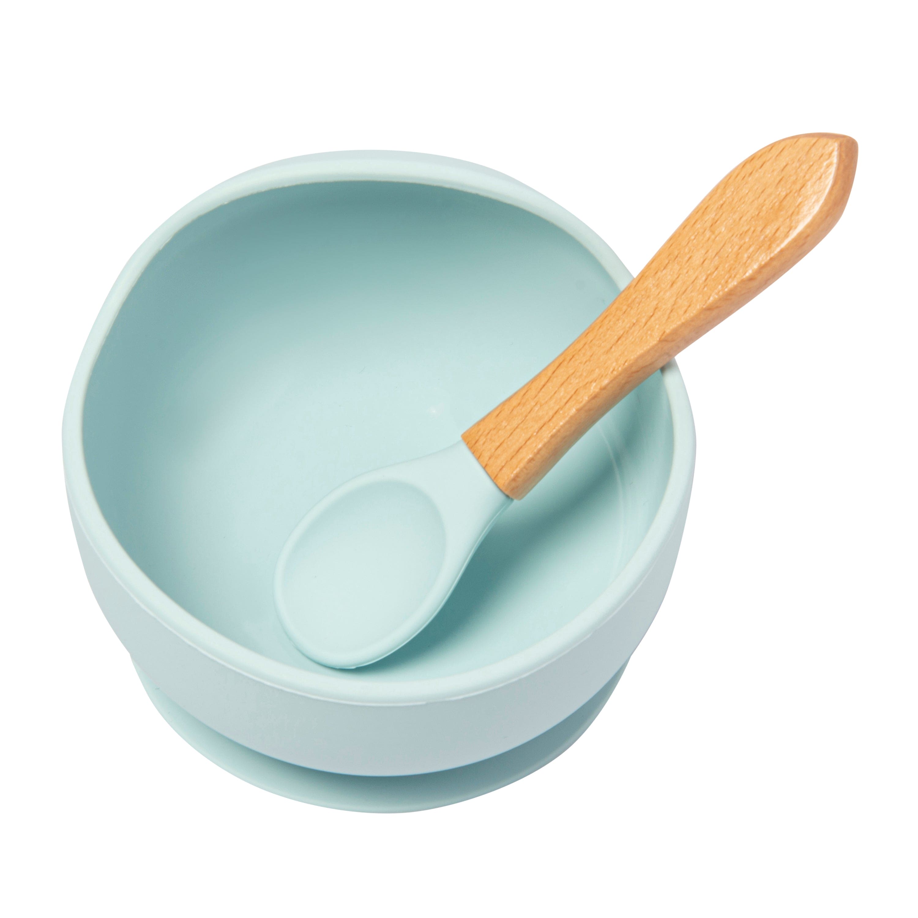 Mint Green Silicon Bowl And Spoon Set - Baby Moo