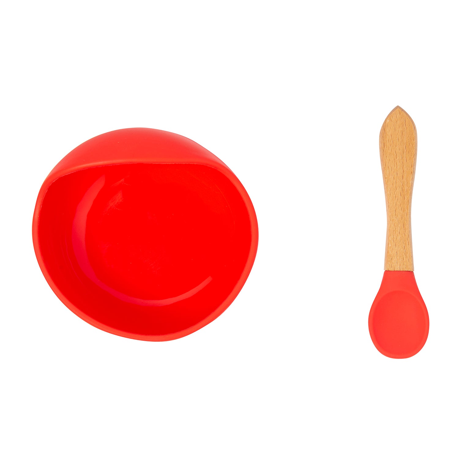Red Silicon Bowl And Spoon Set
